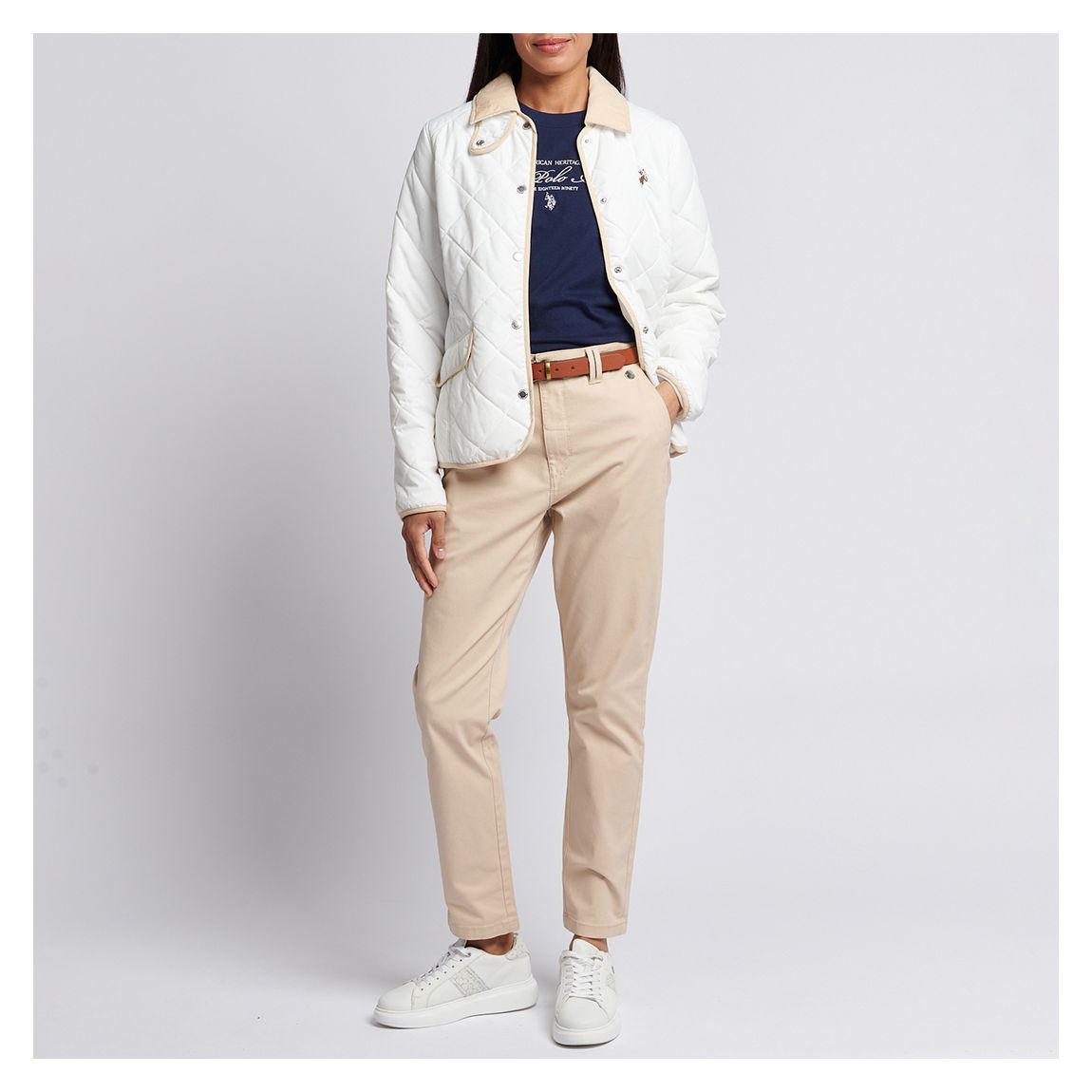 White Diamond Quilted Collared Jacket