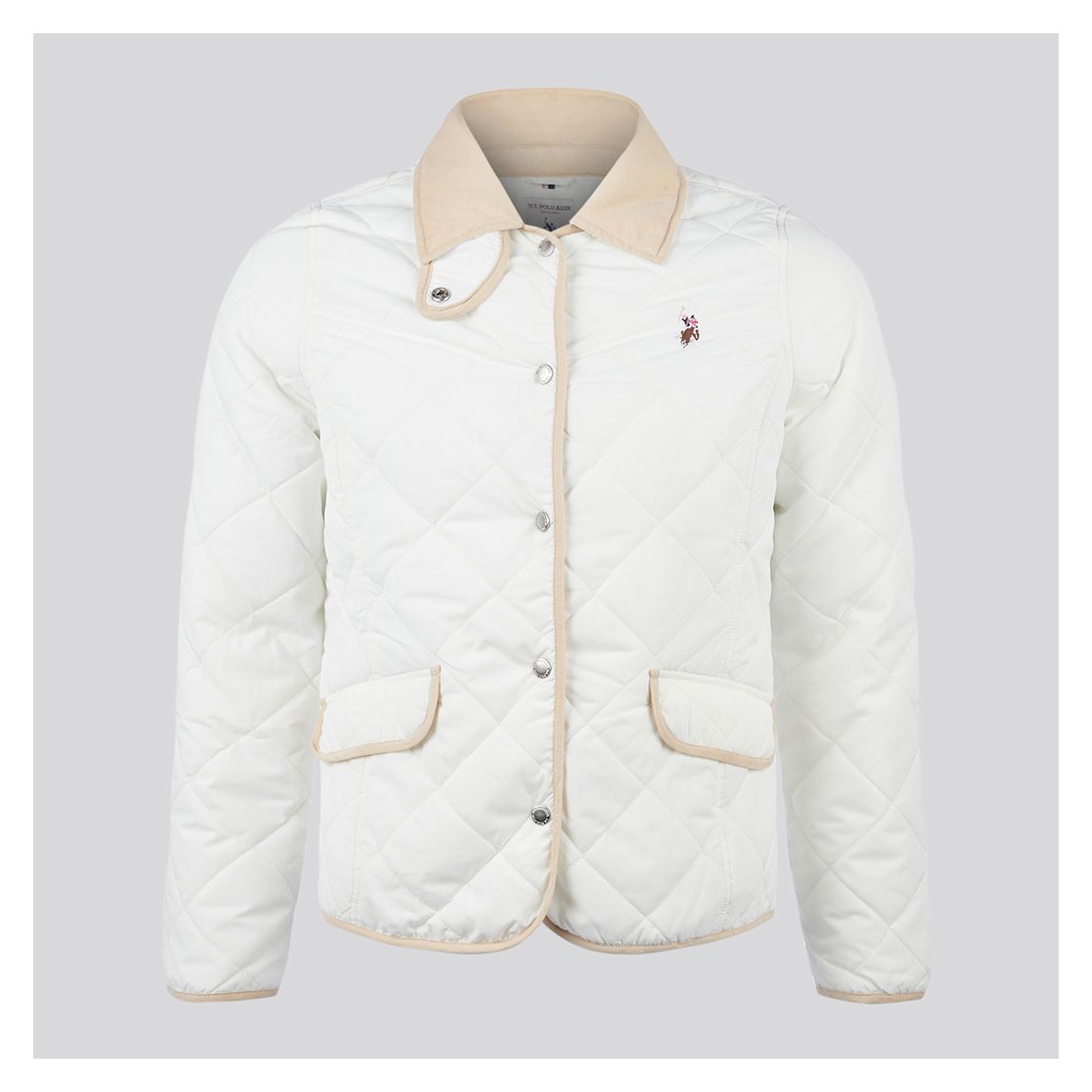 White Diamond Quilted Collared Jacket