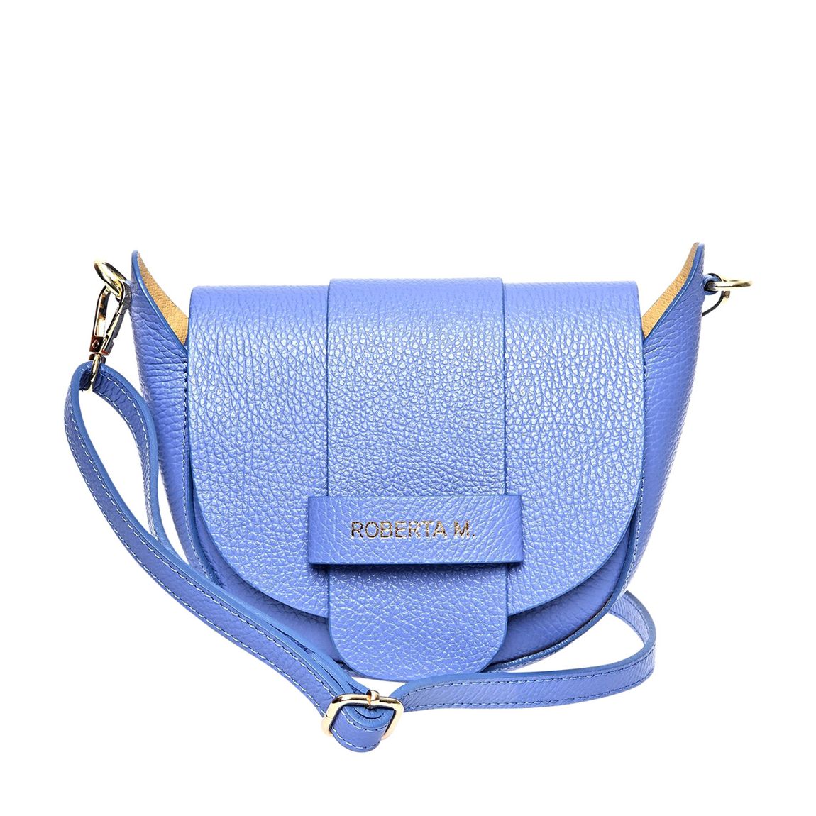 Blue Leather Shoulder Bag By Roberta M