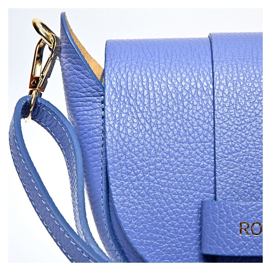 Blue Leather Shoulder Bag By Roberta M