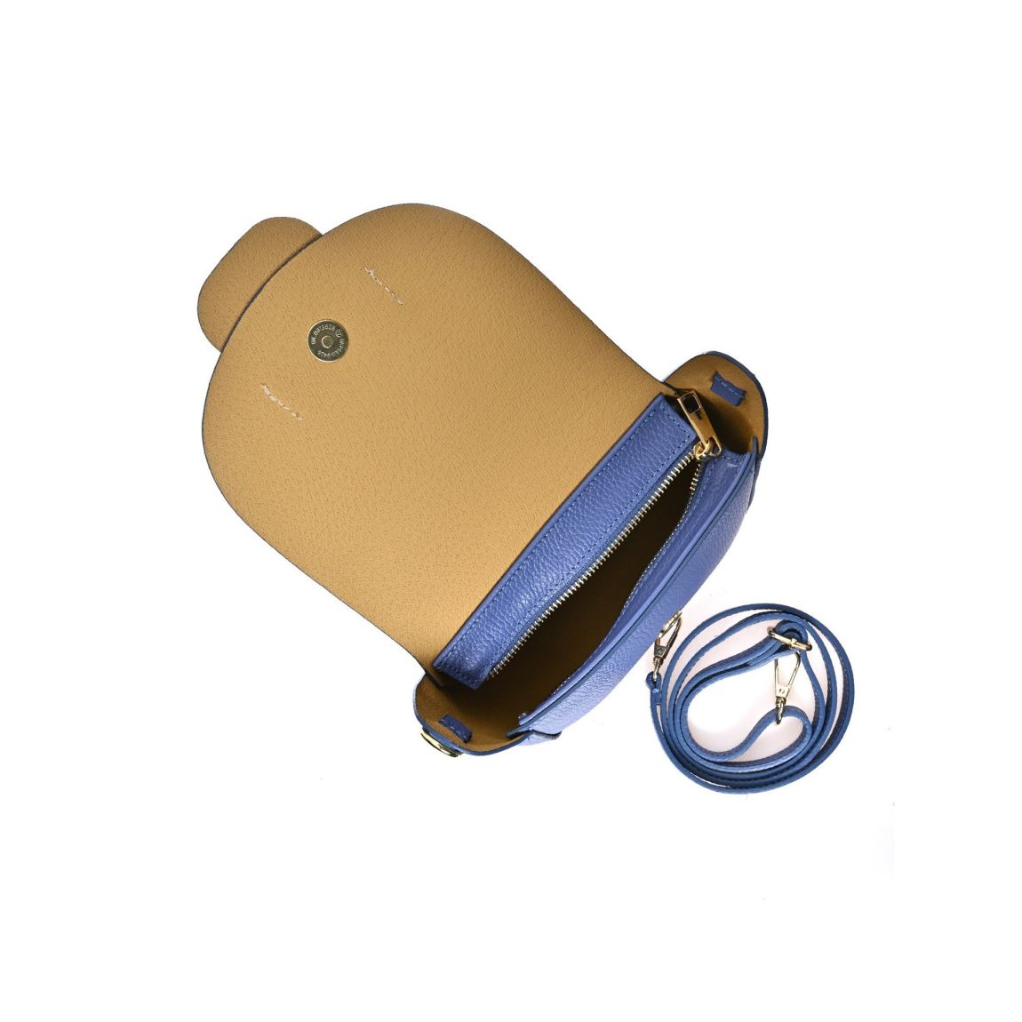 Blue Leather Shoulder Bag By Roberta M