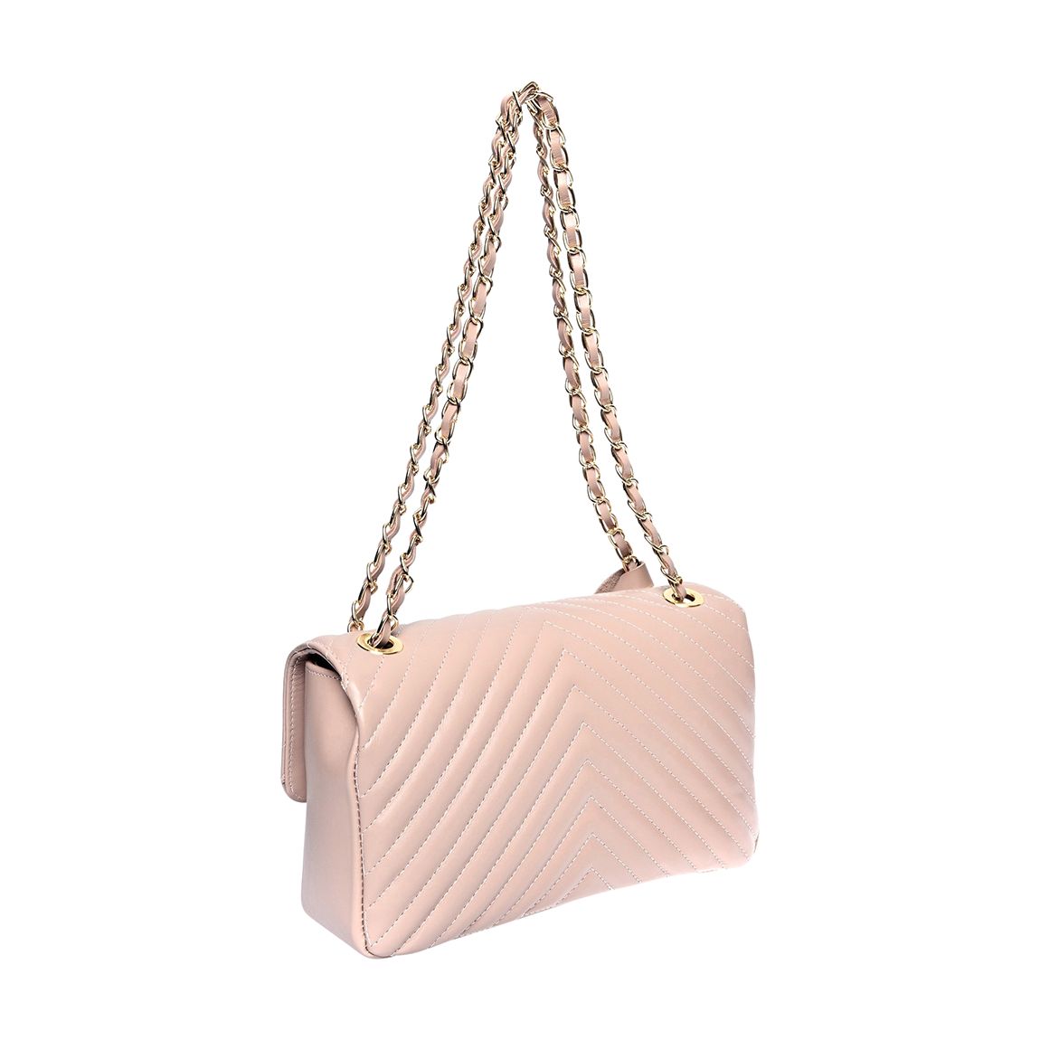 Pink Leather Shoulder Bag By Roberta M