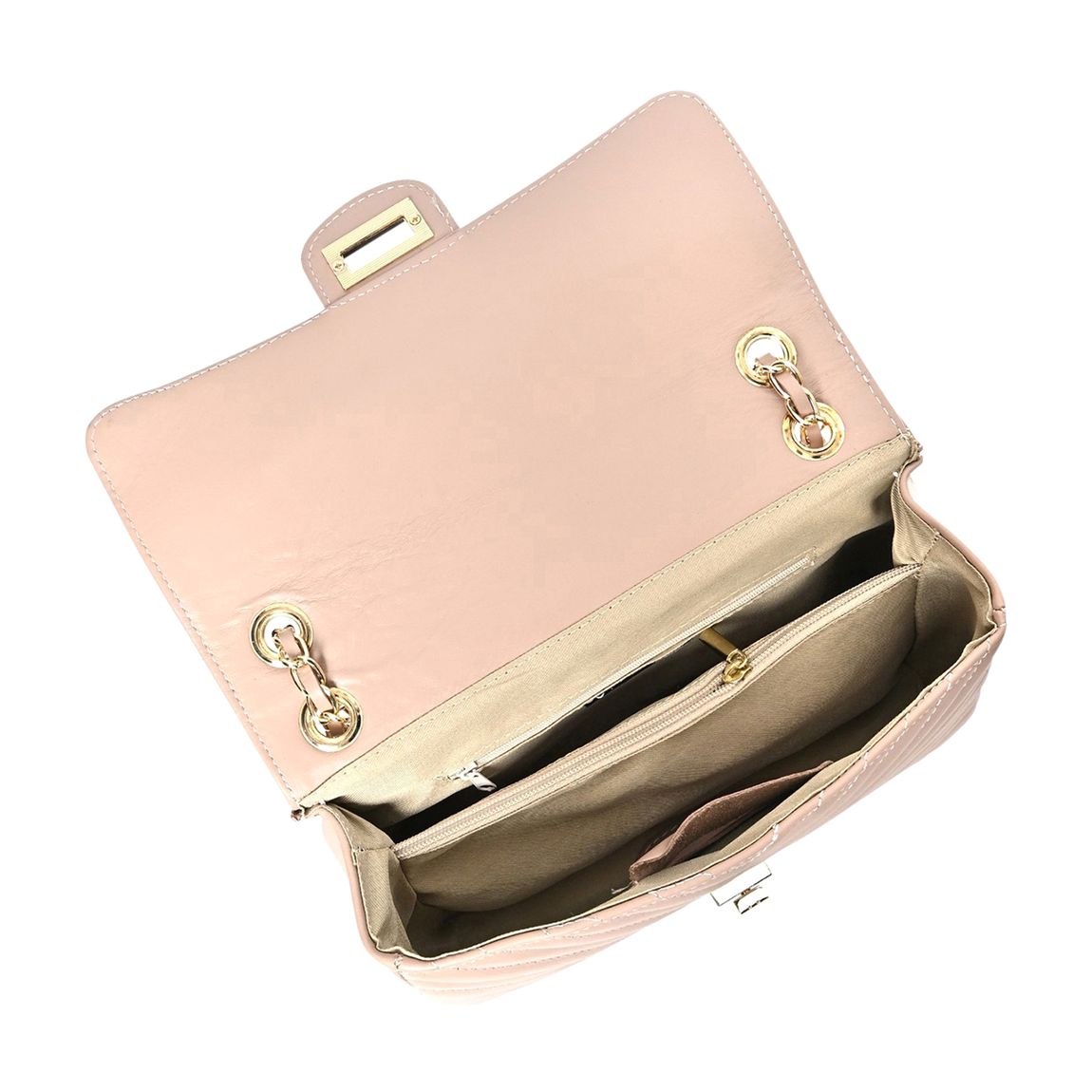 Pink Leather Shoulder Bag By Roberta M