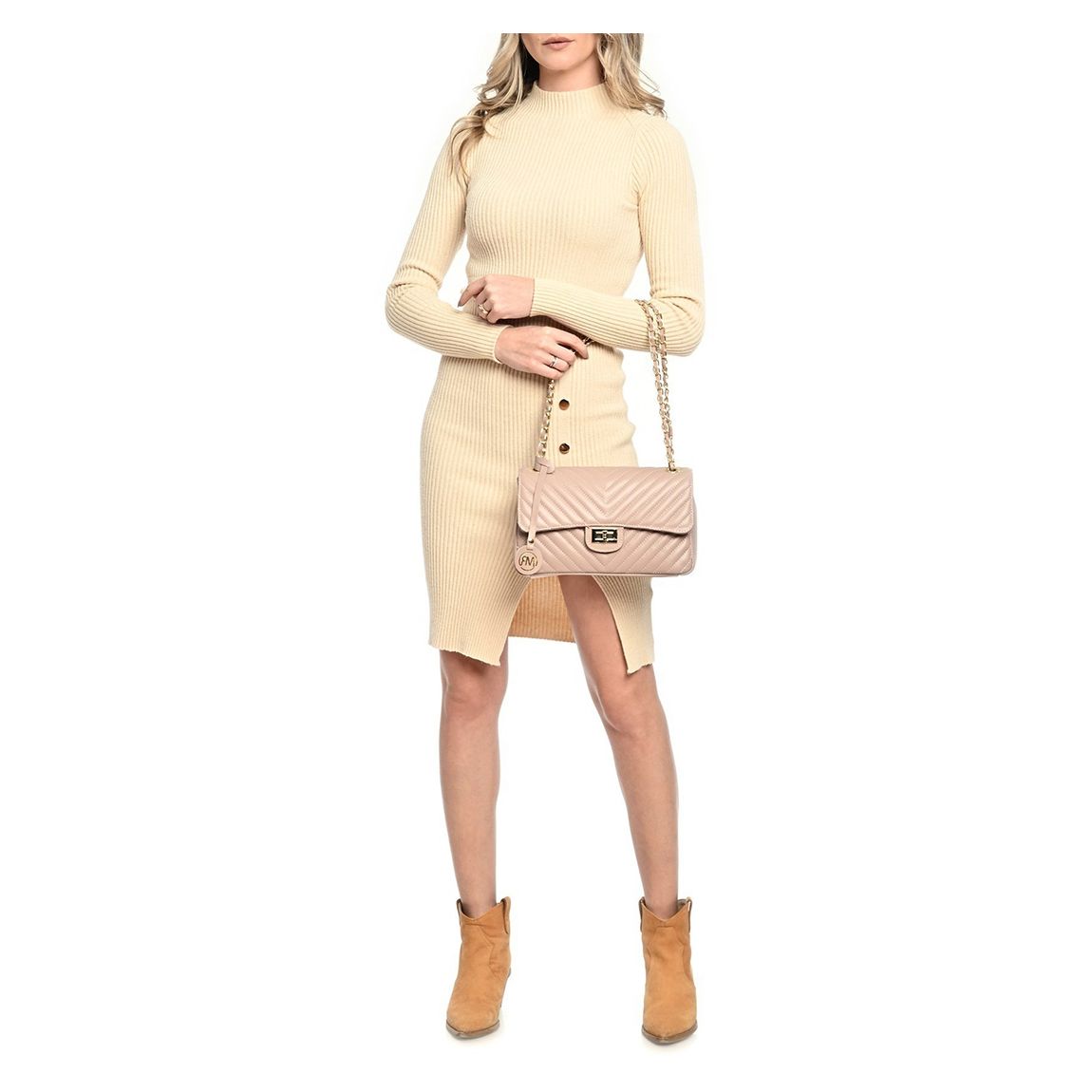 Pink Leather Shoulder Bag By Roberta M