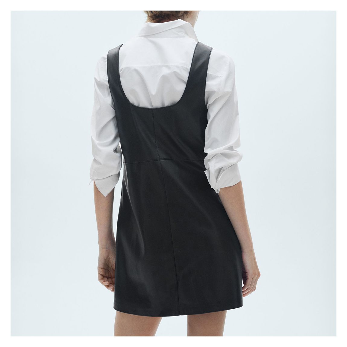 Leather Mango Pinafore Mango Black Leather-Effect Pinafore Dress