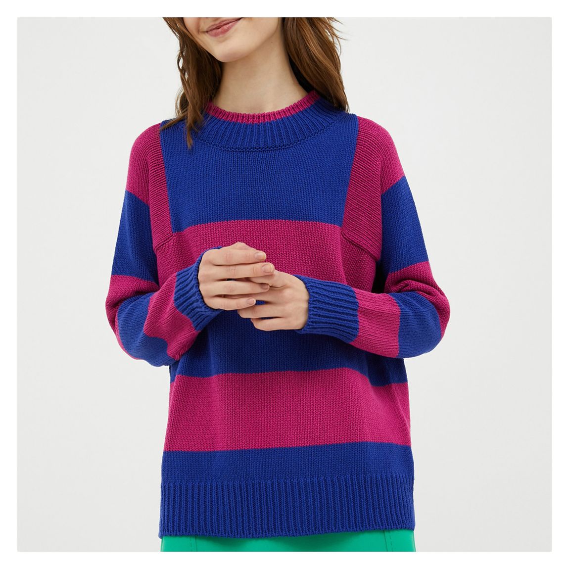 Blue/Pink Bea Stripe cotton Jumper