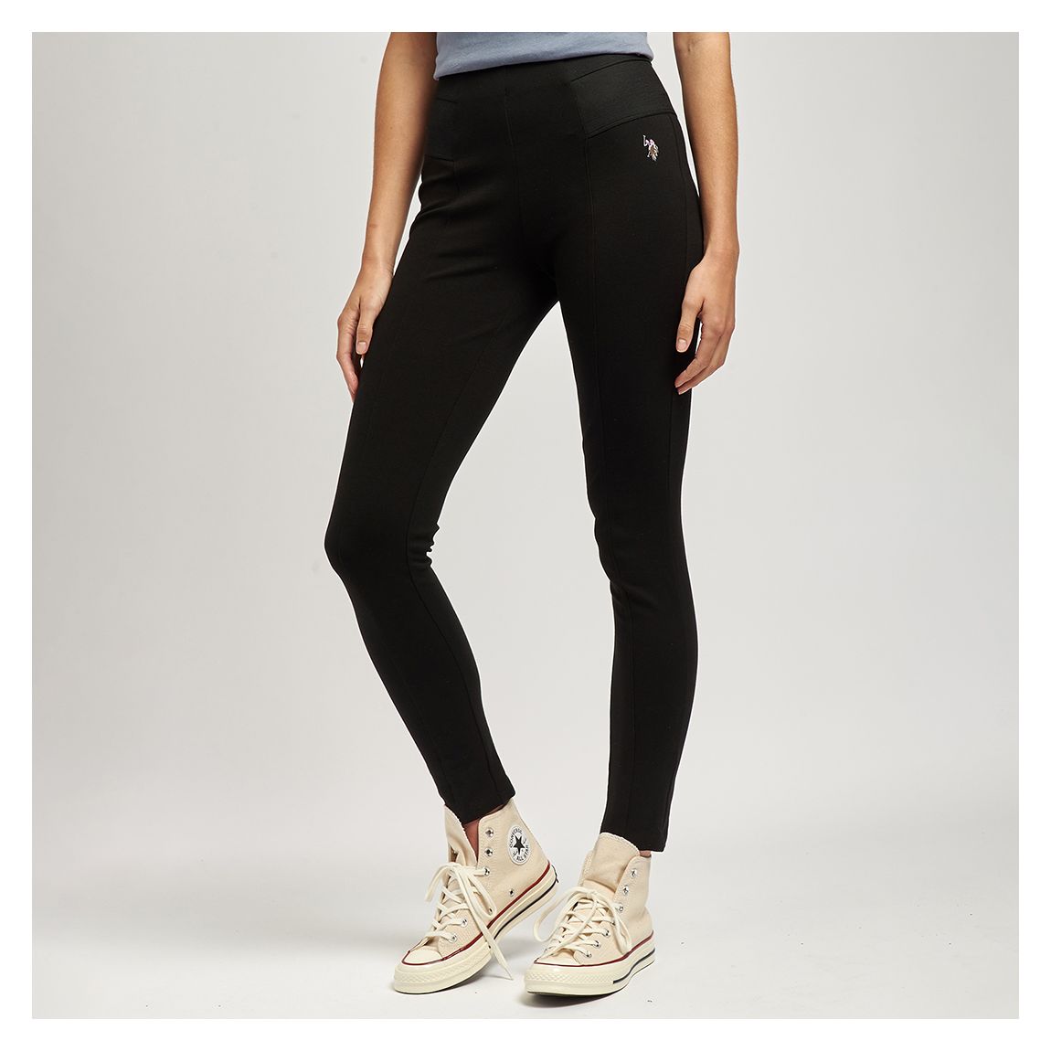 Black Elastic Waistband Stretch Leggings