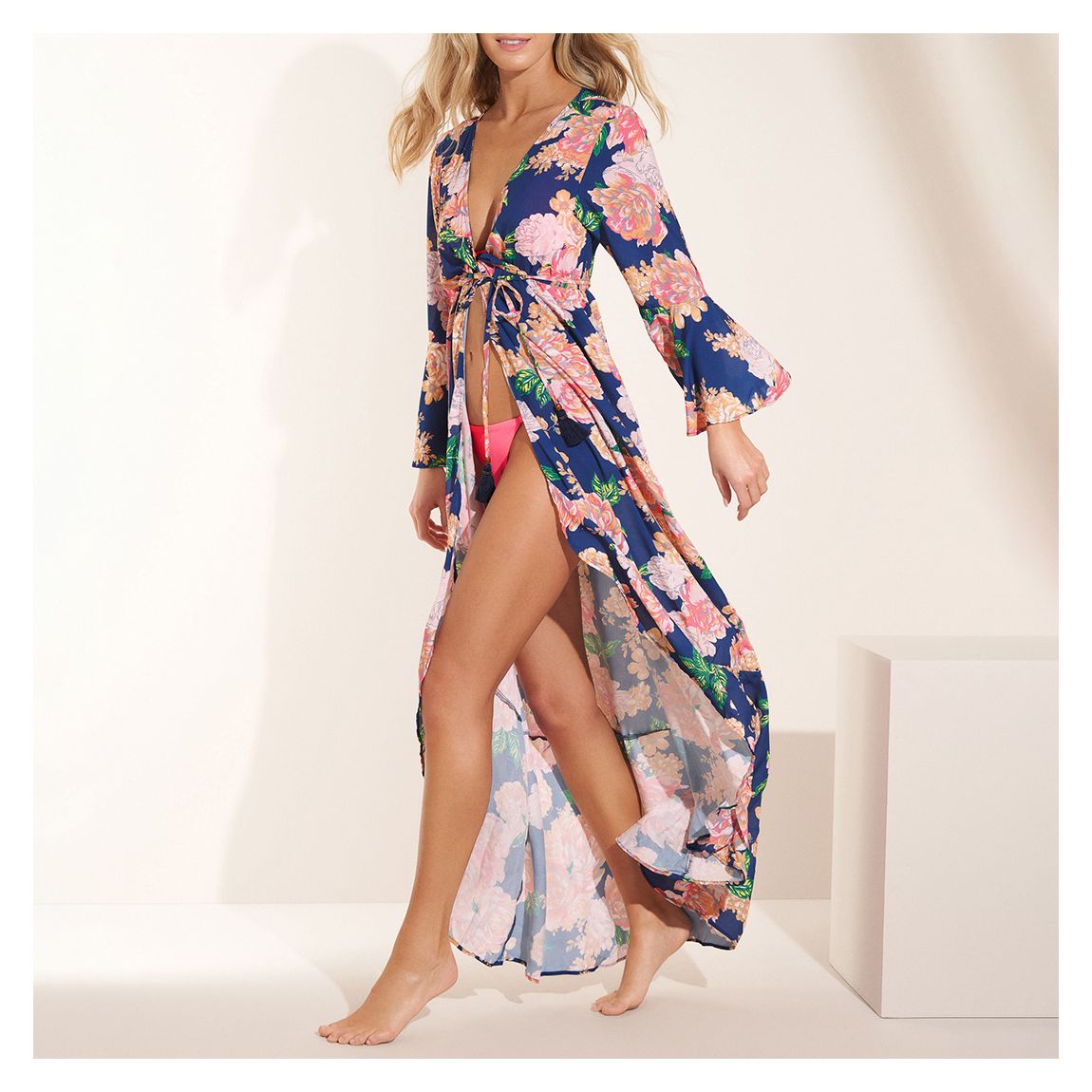 Black Peony Lotus Kimono