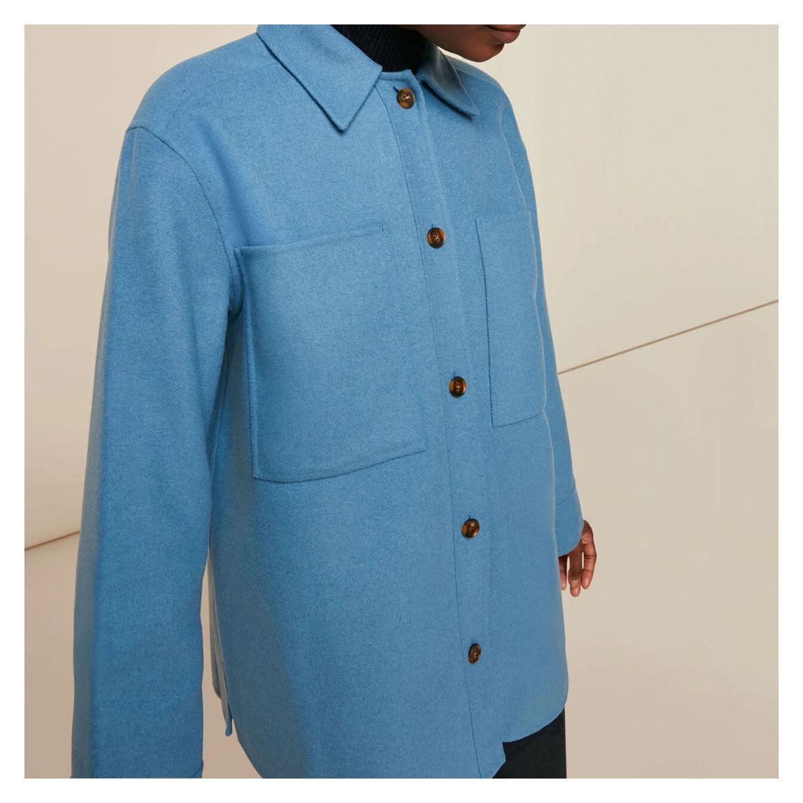 Pale Blue Classic Wool Overshirt