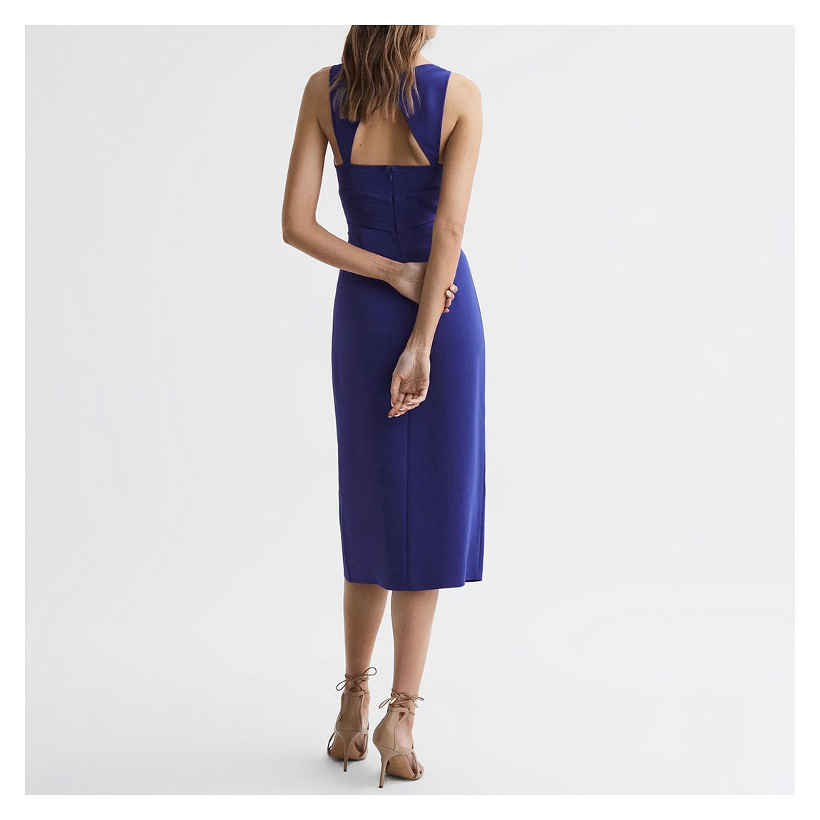 Reiss Purple Pia Cut Out Midi Dress - BrandAlley