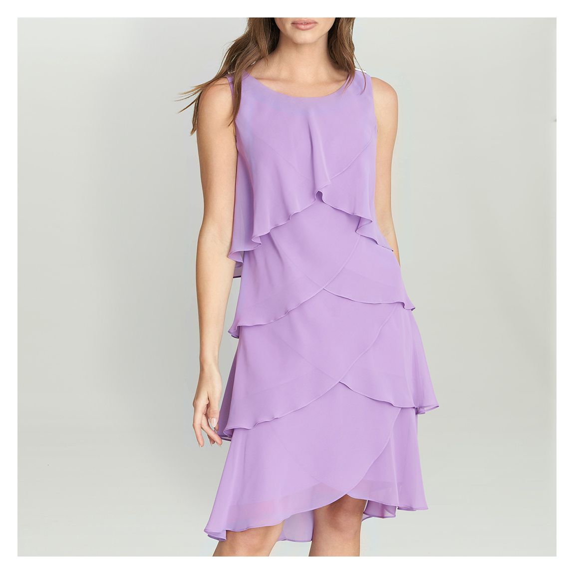 Purple Vesta Tiered Cocktail Dress