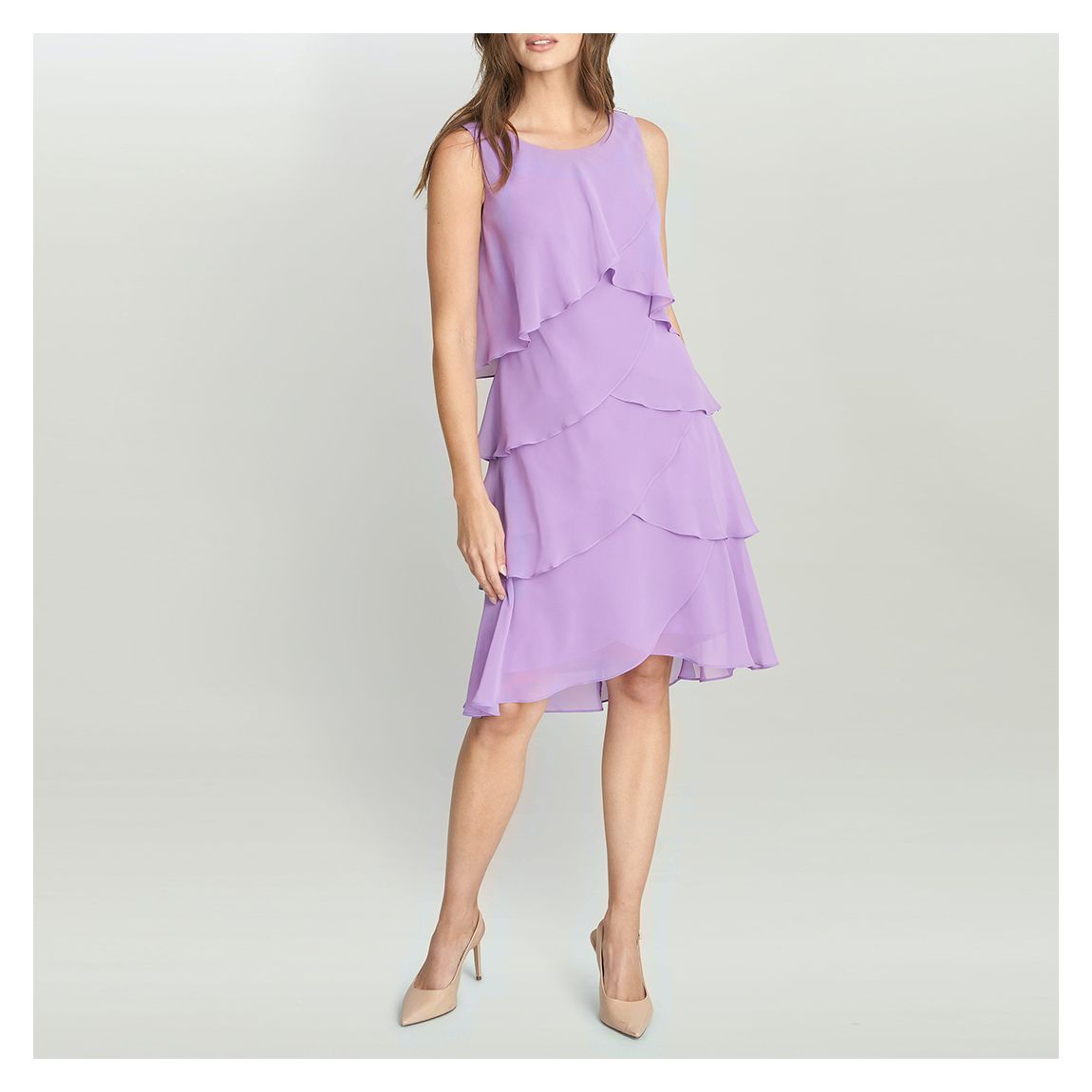 Purple Vesta Tiered Cocktail Dress