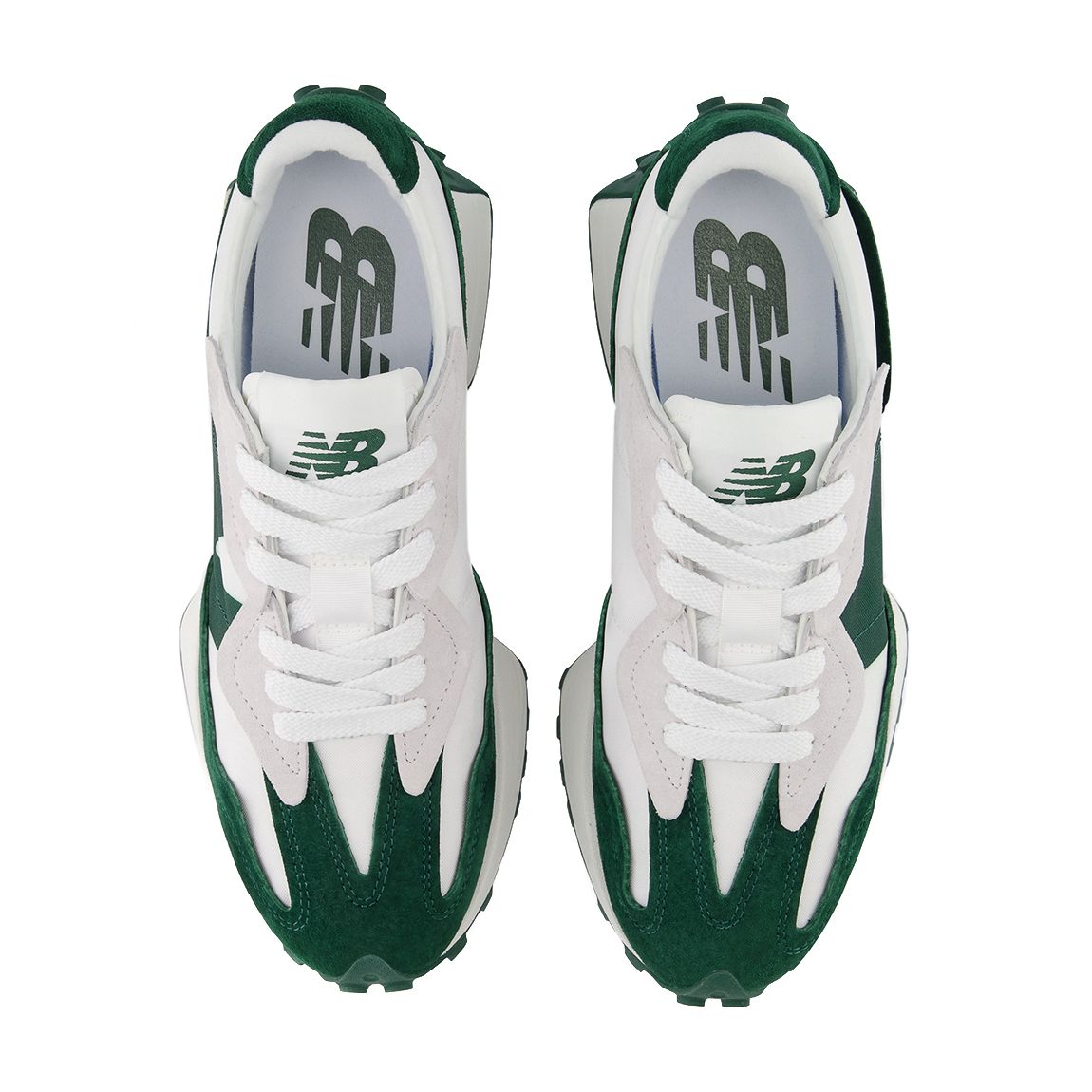 Unisex White And Green 327 Trainers