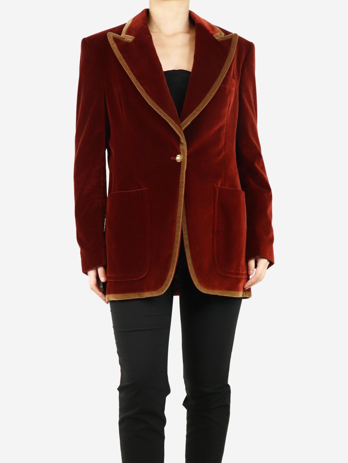 Rust velvet jacket main product photo