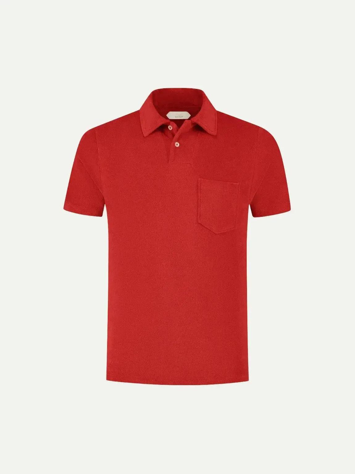 Aurelien Luxury Red Terry Polo Shirt 2 for Men main product photo