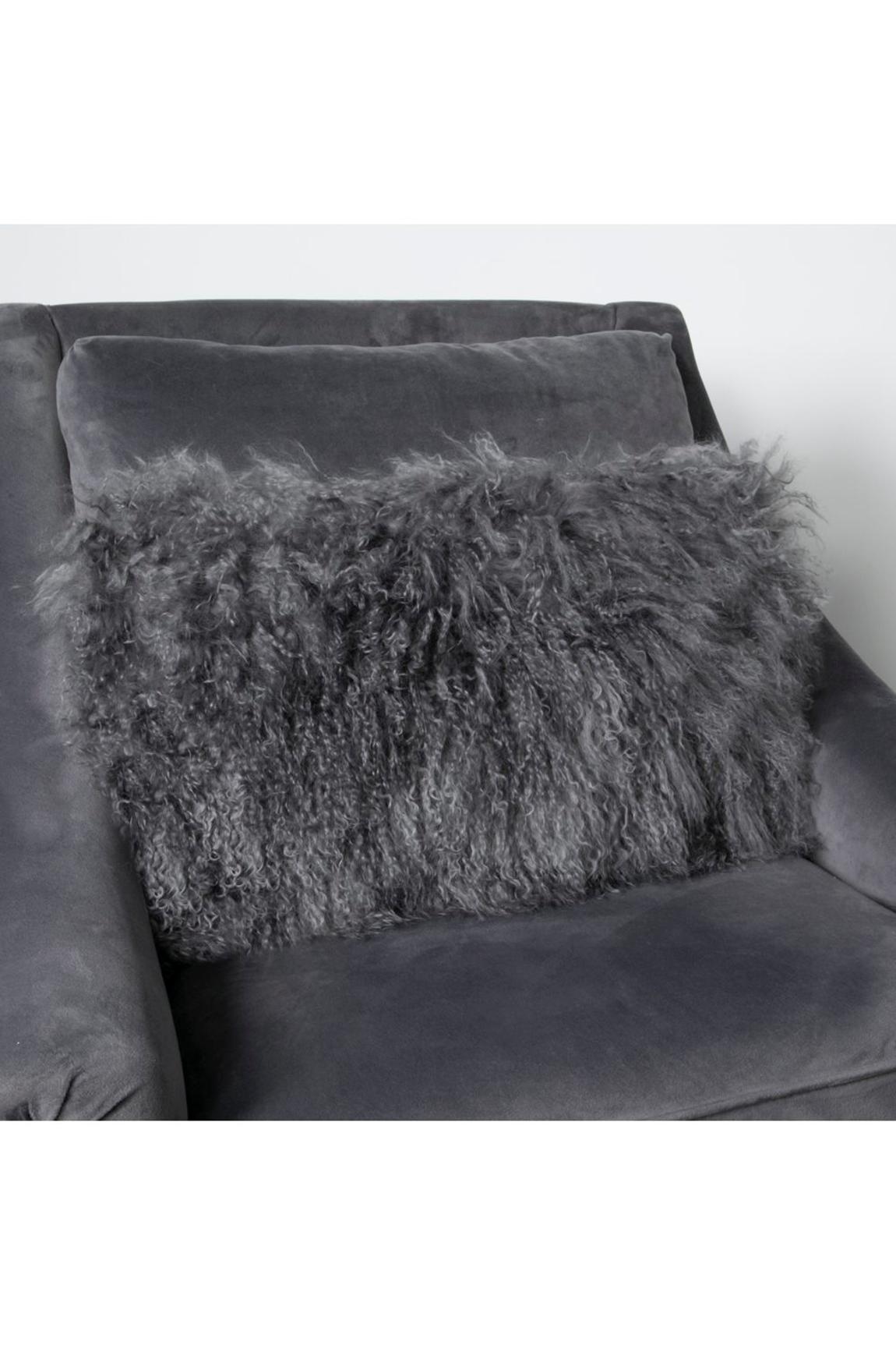 Grey Curly Sheepskin Cushion 30x50cm main product photo