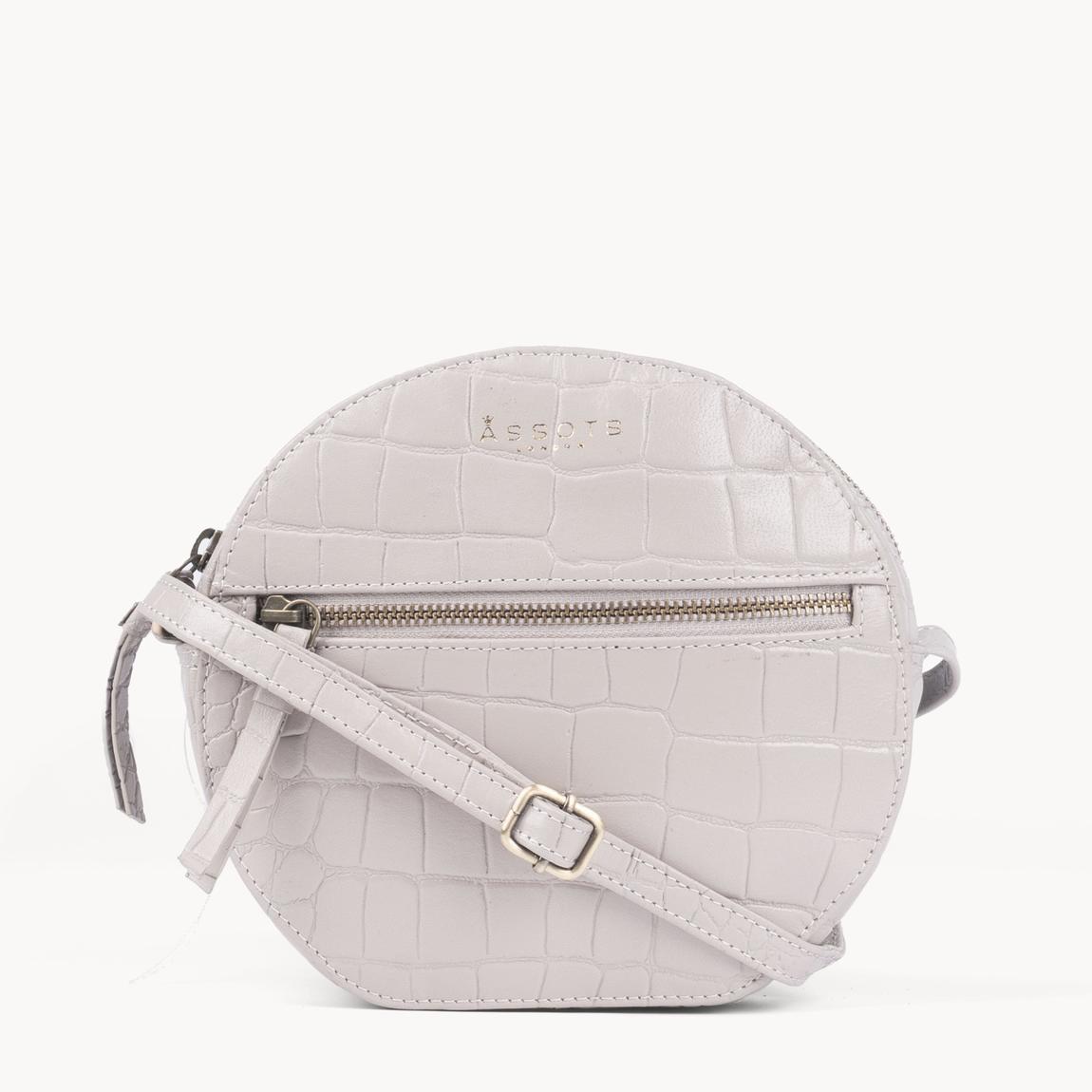 JANE' Embossed Croc Leather Round Designer Crossbody Bag main product photo
