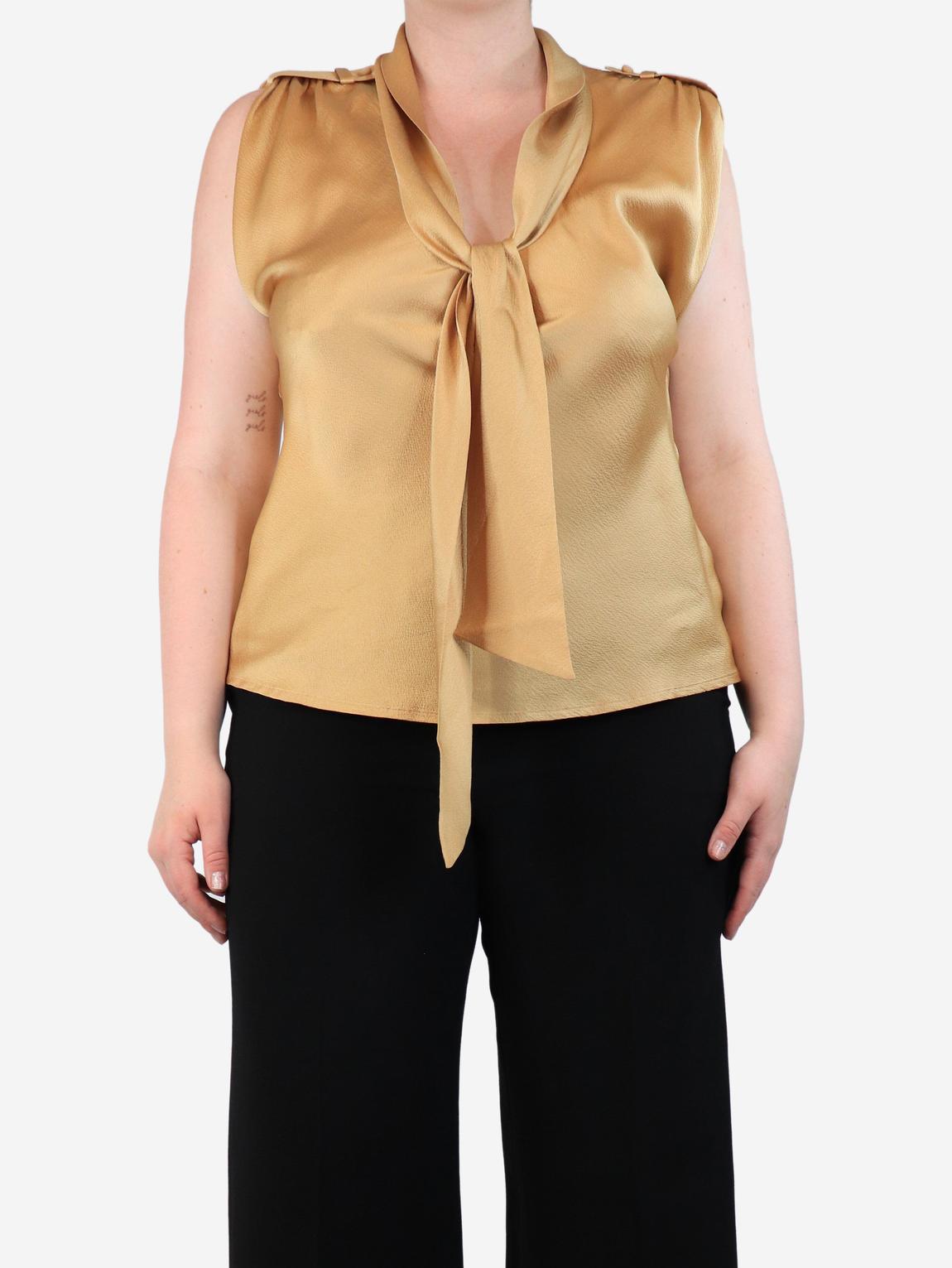 Gold satin tie-up top main product photo