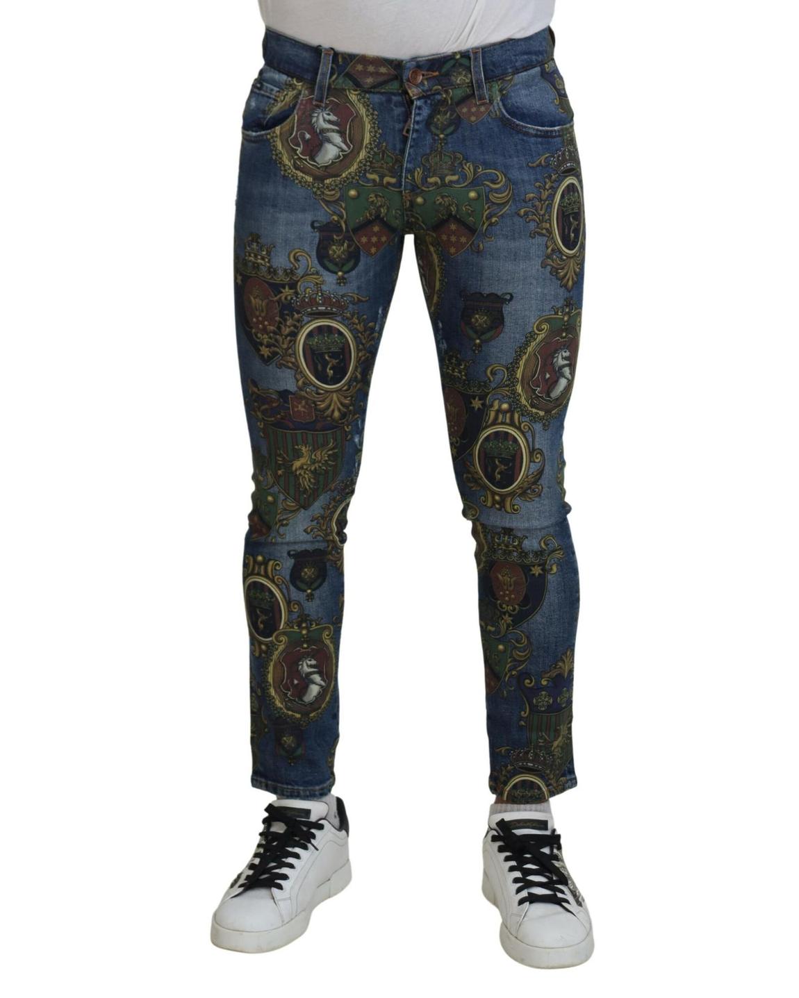 Baroque Crest Skinny Jeans - Blue Pants main product photo