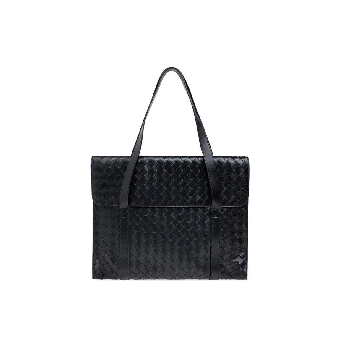 Woven Leather Docut Holder with Handle - Black Briefcases main product photo