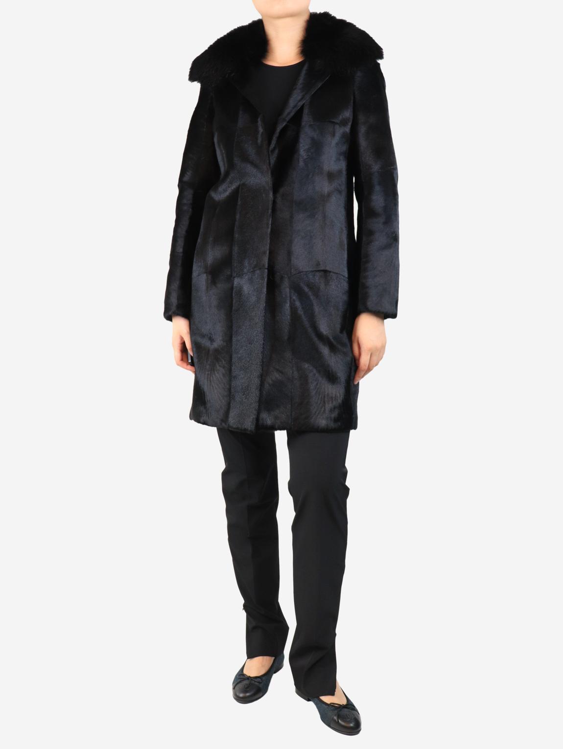 Black goatskin coat main product photo