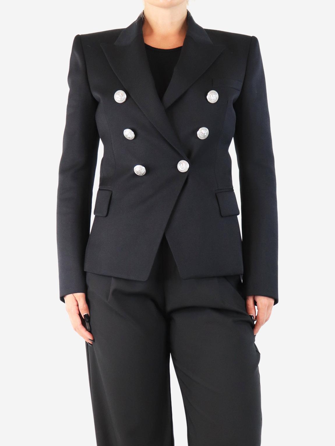 Black double-breasted blazer main product photo