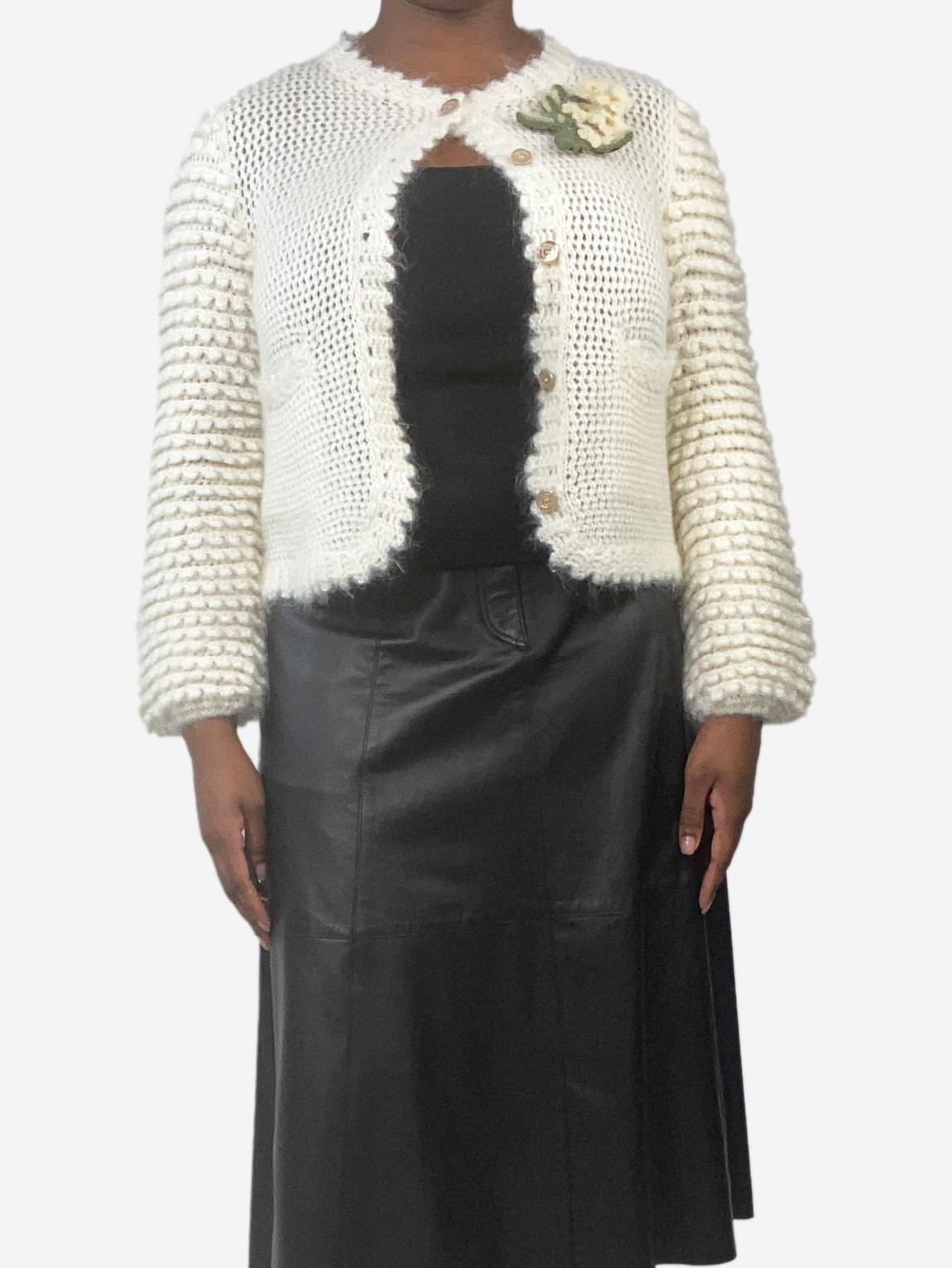 Cream mohair-blend cardigan main product photo