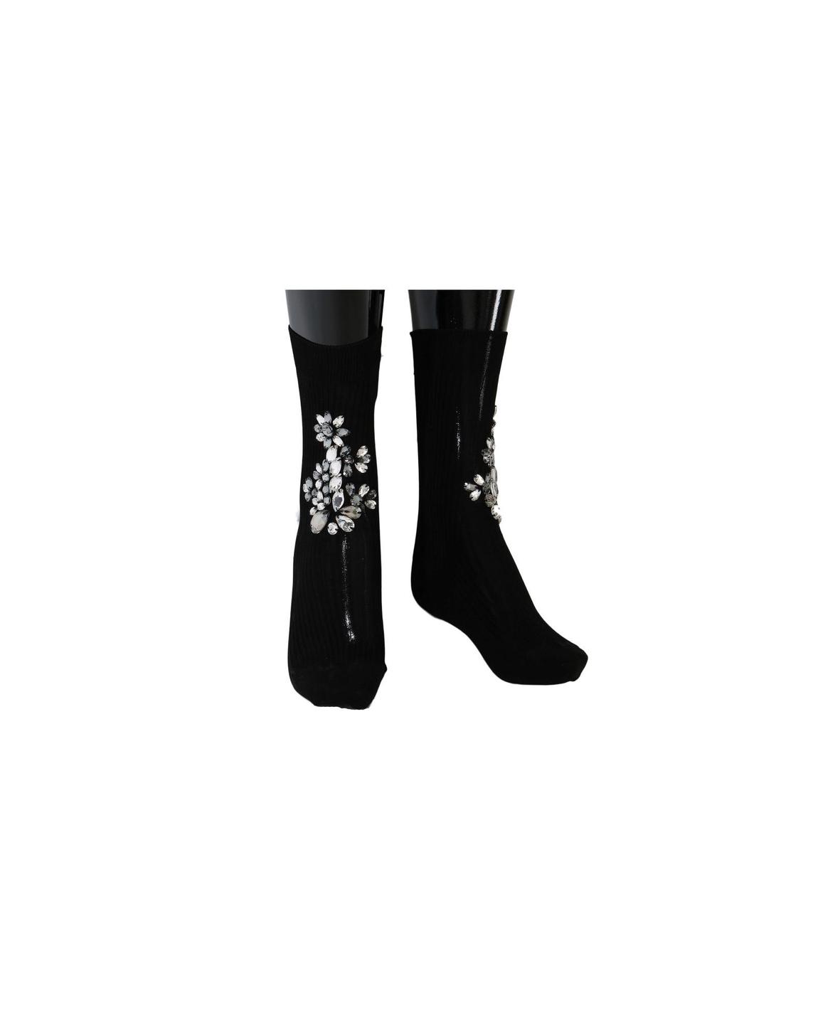 Dolce Gabbana SCS50 Crystal Socks Wo - Black Pantyhose main product photo