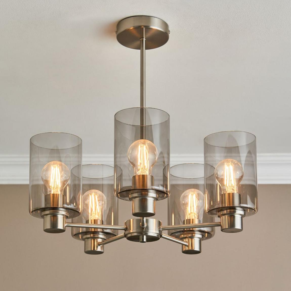 Kingsholm 5 Light Satin Nickel Semi Flush Ceiling Light main product photo