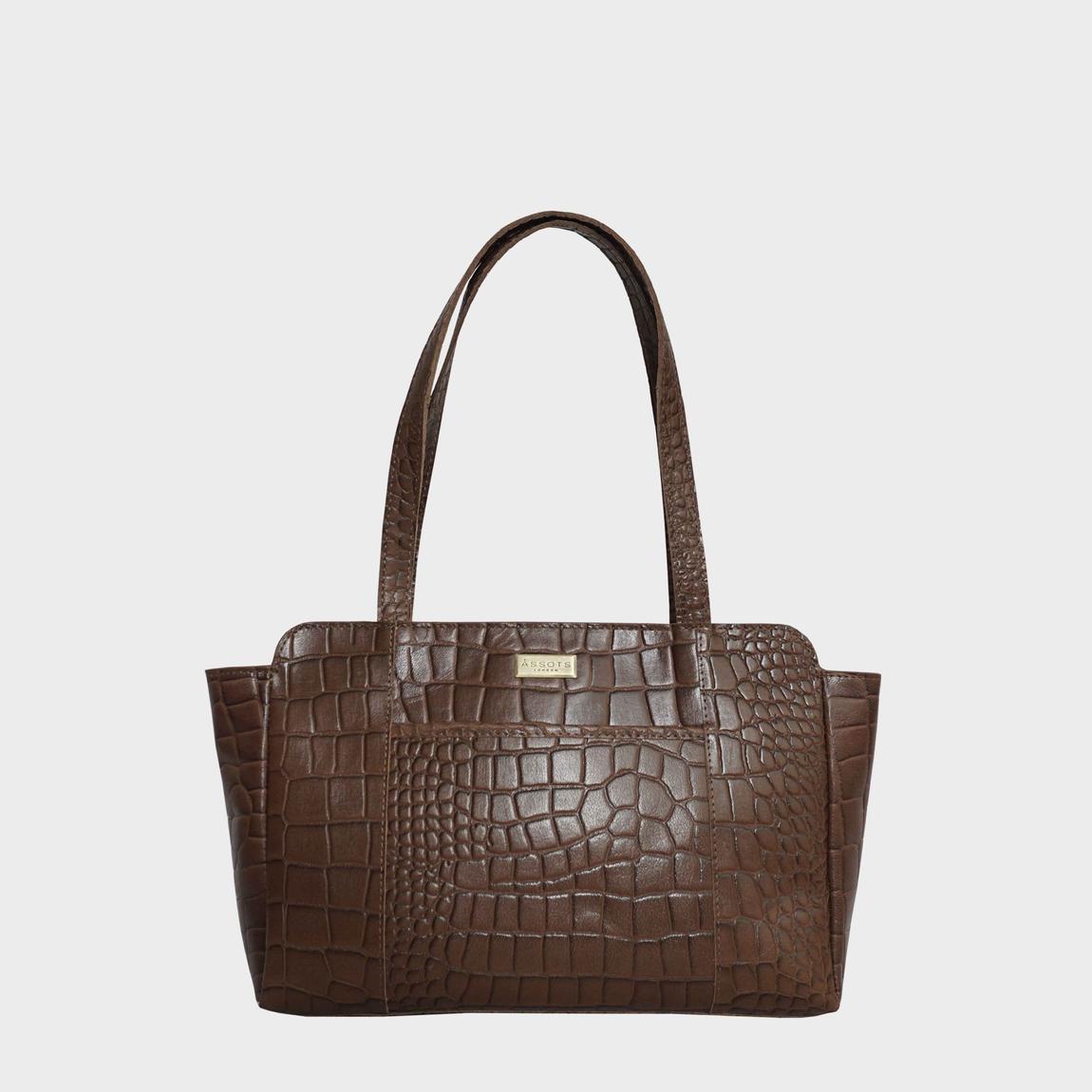 'JUDITH' Croc Real Leather Shoulder Bag main product photo