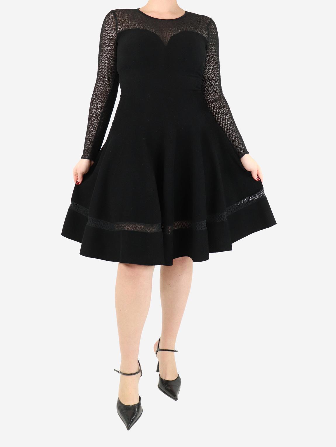 Black lace-detail midi dress main product photo