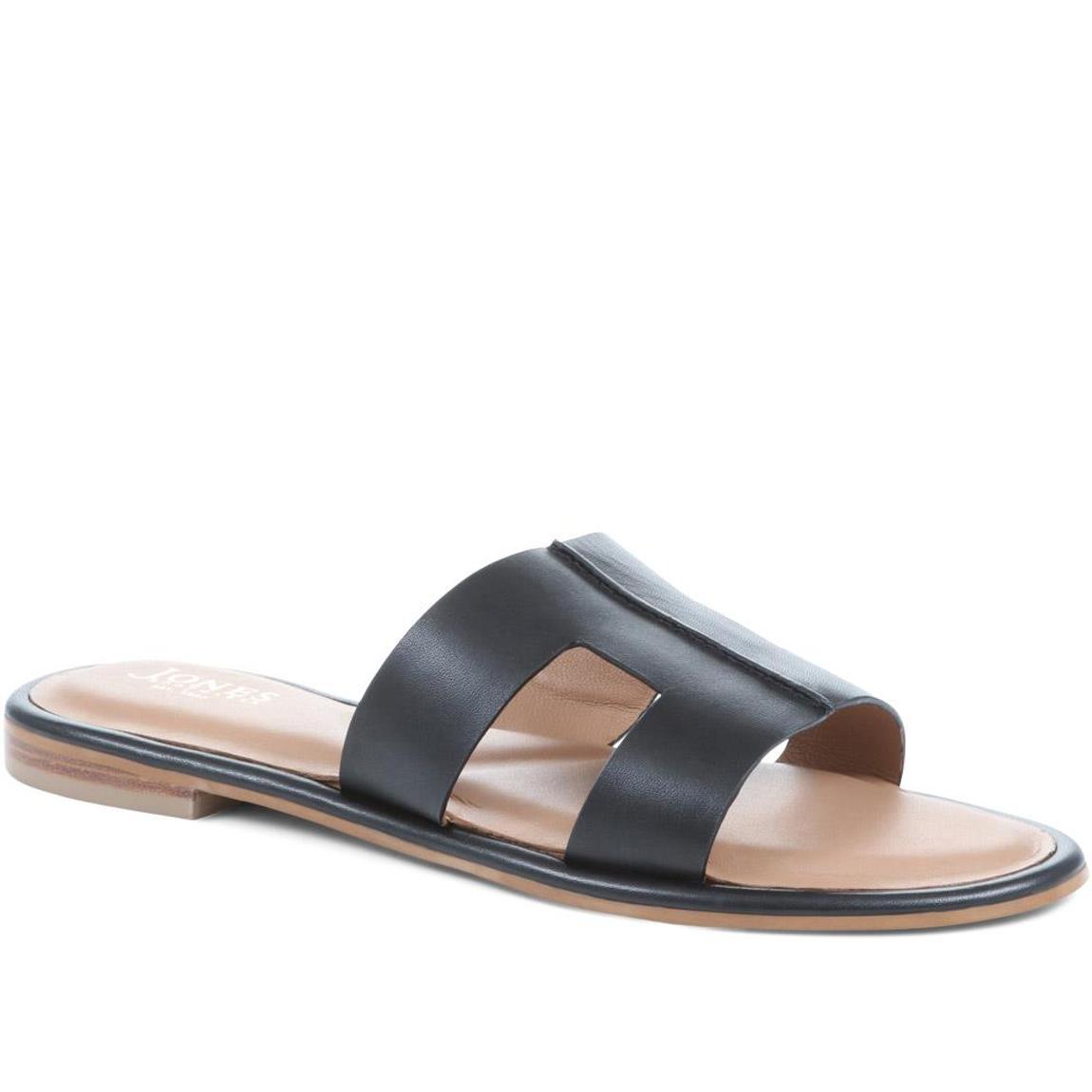 Women's Black Lilli Leather Flat Sandals main product photo