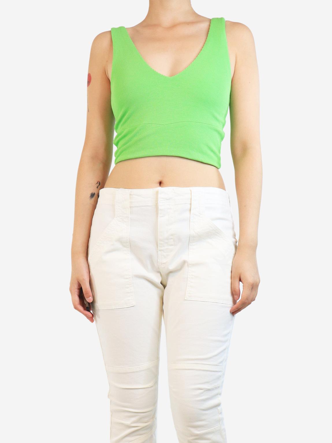 ME + EM Green V-neck cropped top main product photo