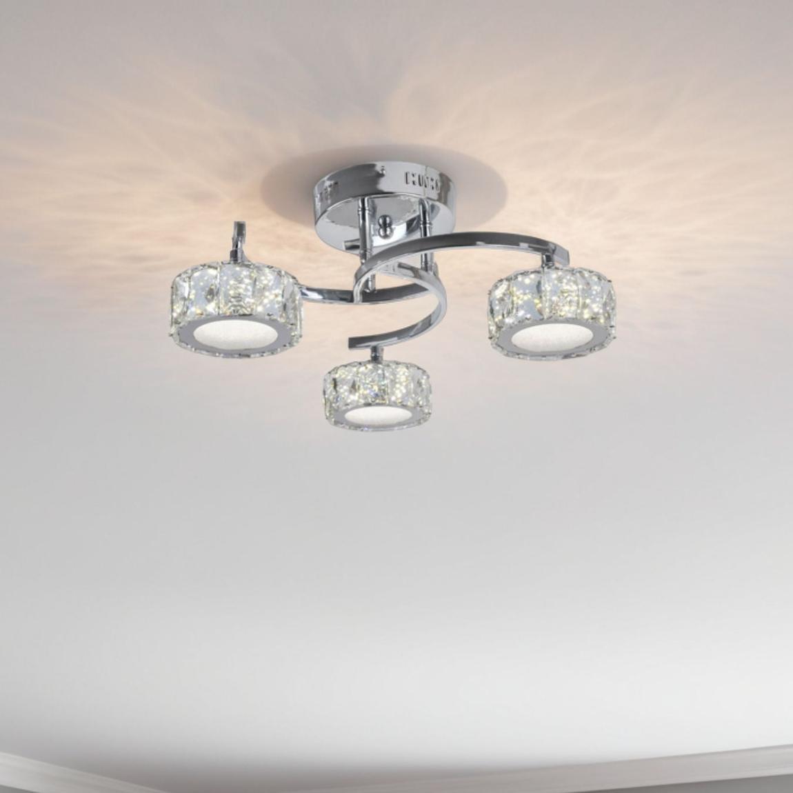 Dilan 3 Light Polished Chrome LED Semi Flush Ceiling Light main product photo