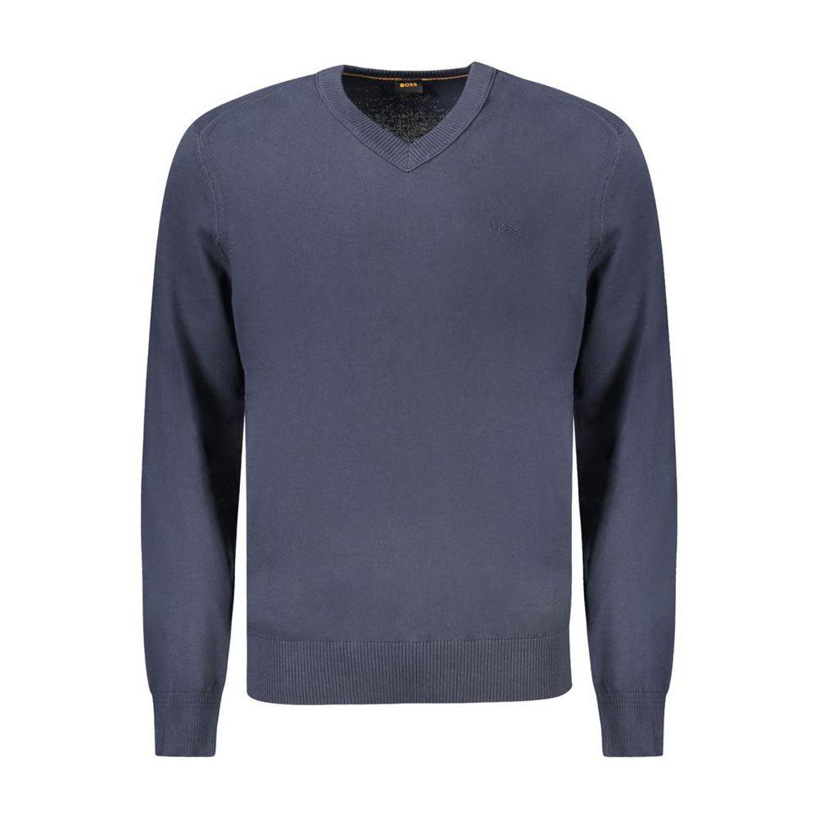 Casual VNeck Cotton Sweater - Blue main product photo