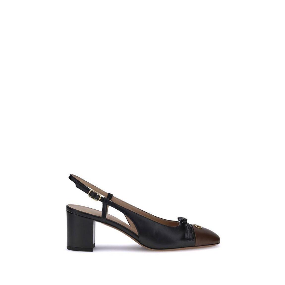 Valet Du Roi Two-Tone Leather Slingback Pumps with Tassel Bow and main product photo