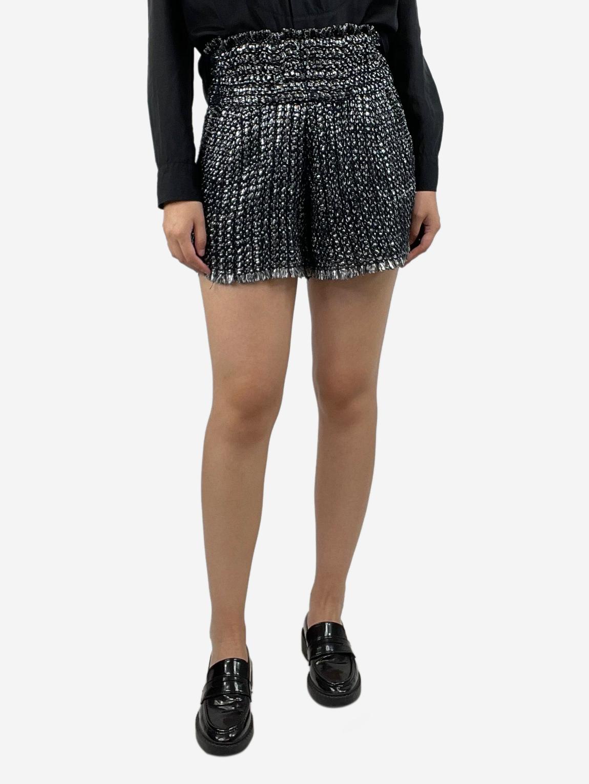 Silver tweed high-waisted shorts main product photo