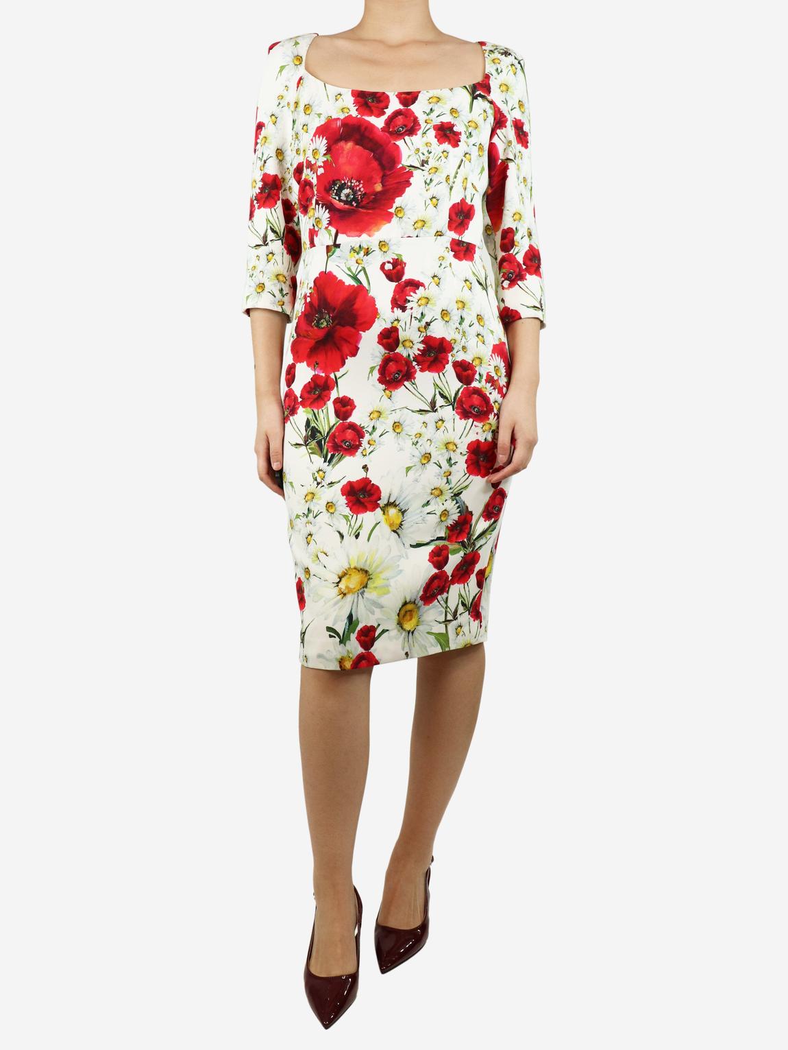 Multicoloured floral silk midi dress main product photo
