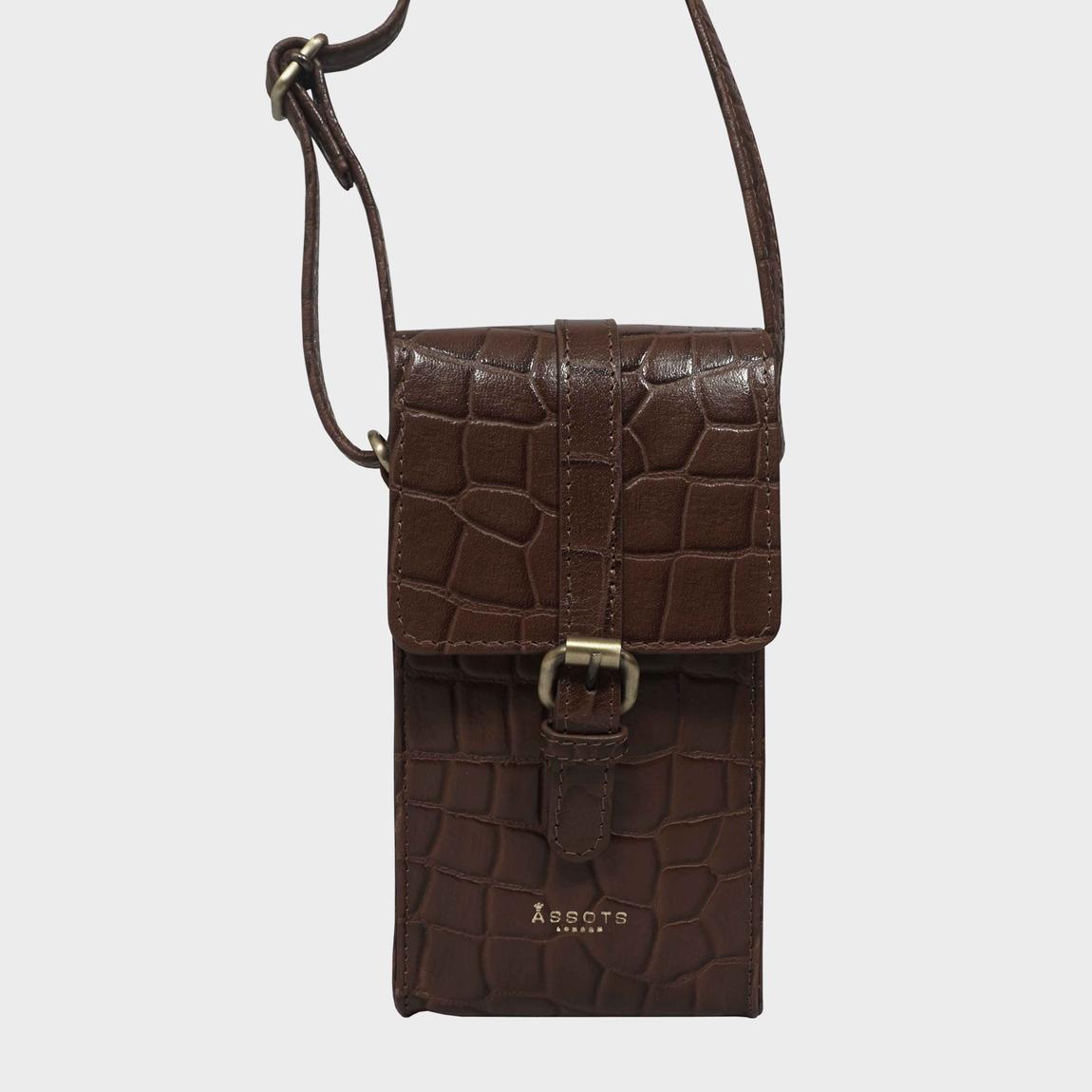 'PETRA' Croc Real Leather Mobile Phone Crossbody Bag main product photo