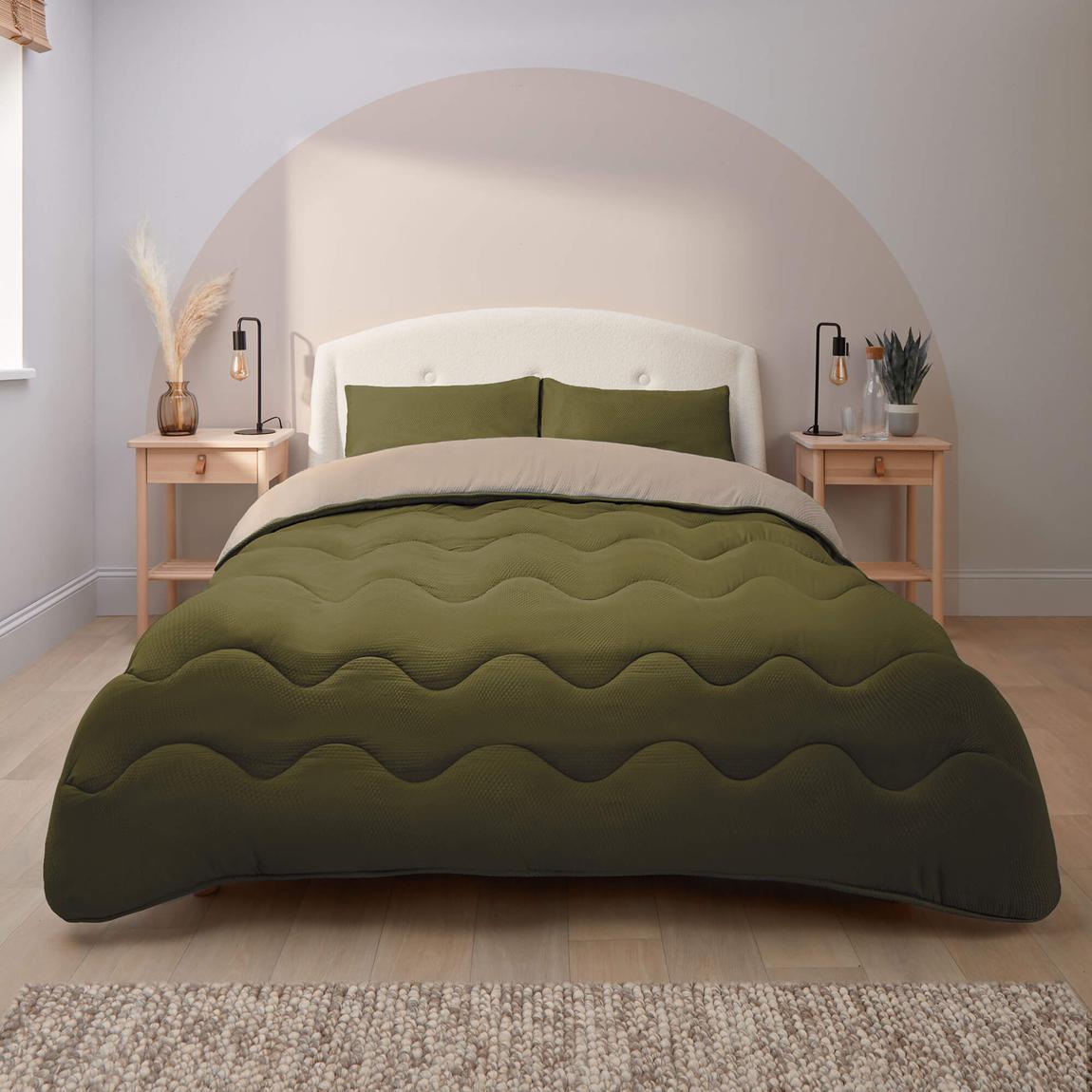 Silentnight Seersucker Duvet 10.5 Tog Coverless - Olive/Natural main product photo