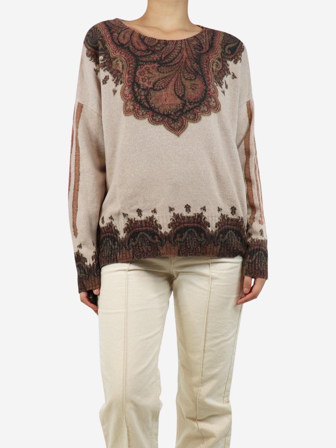 Neutral wool-blend paisley jumper main product photo