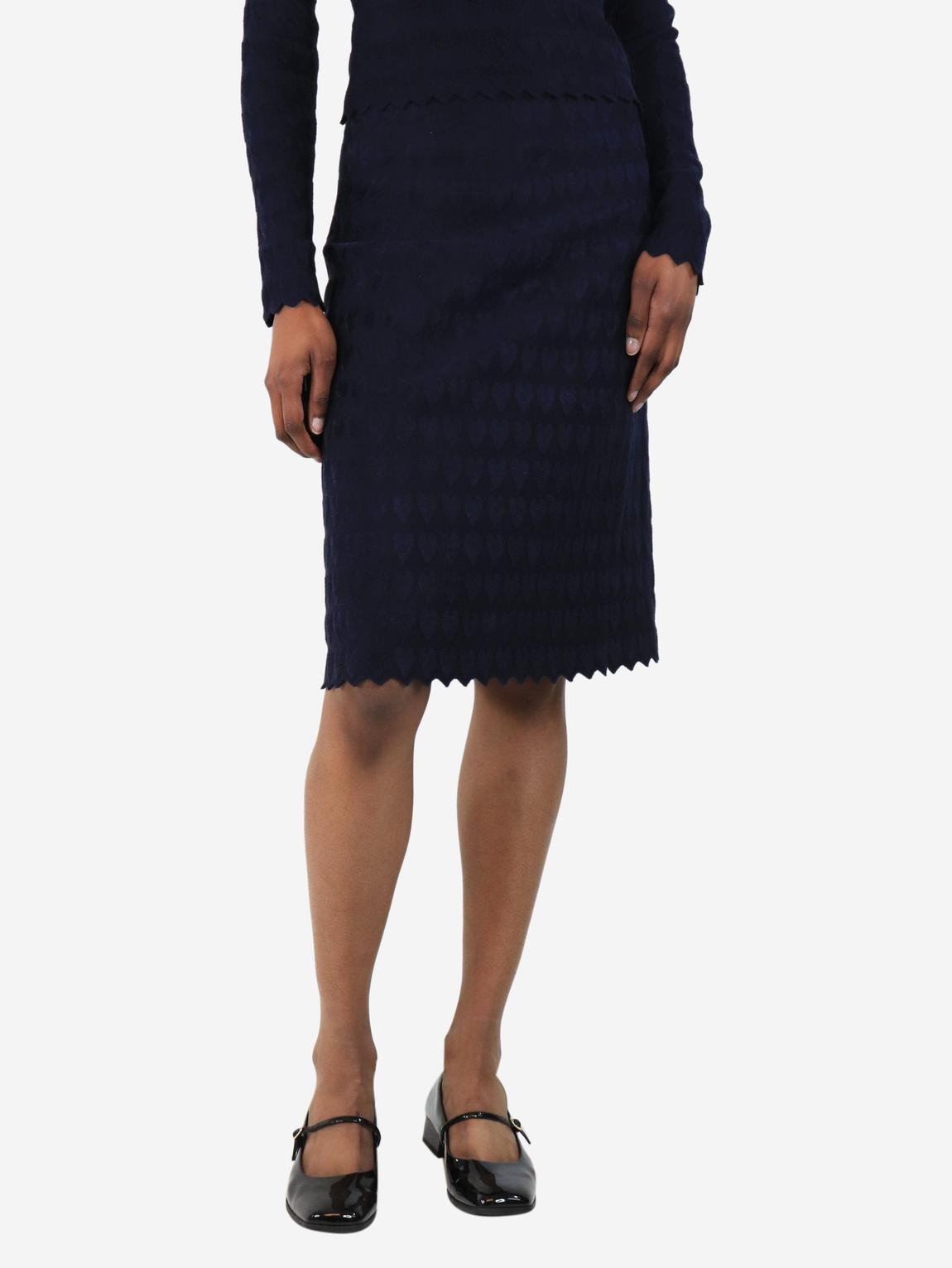 Navy blue heart jaquard midi skirt main product photo