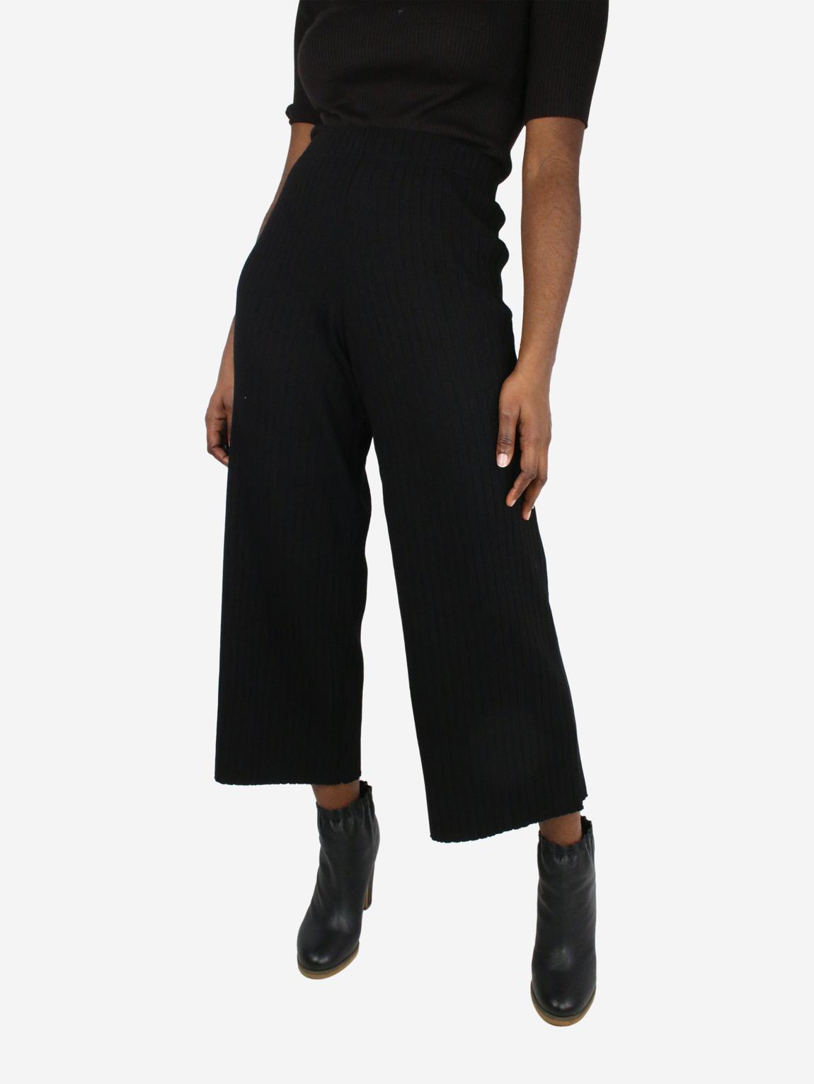 Black elasticated ribbed trousers main product photo