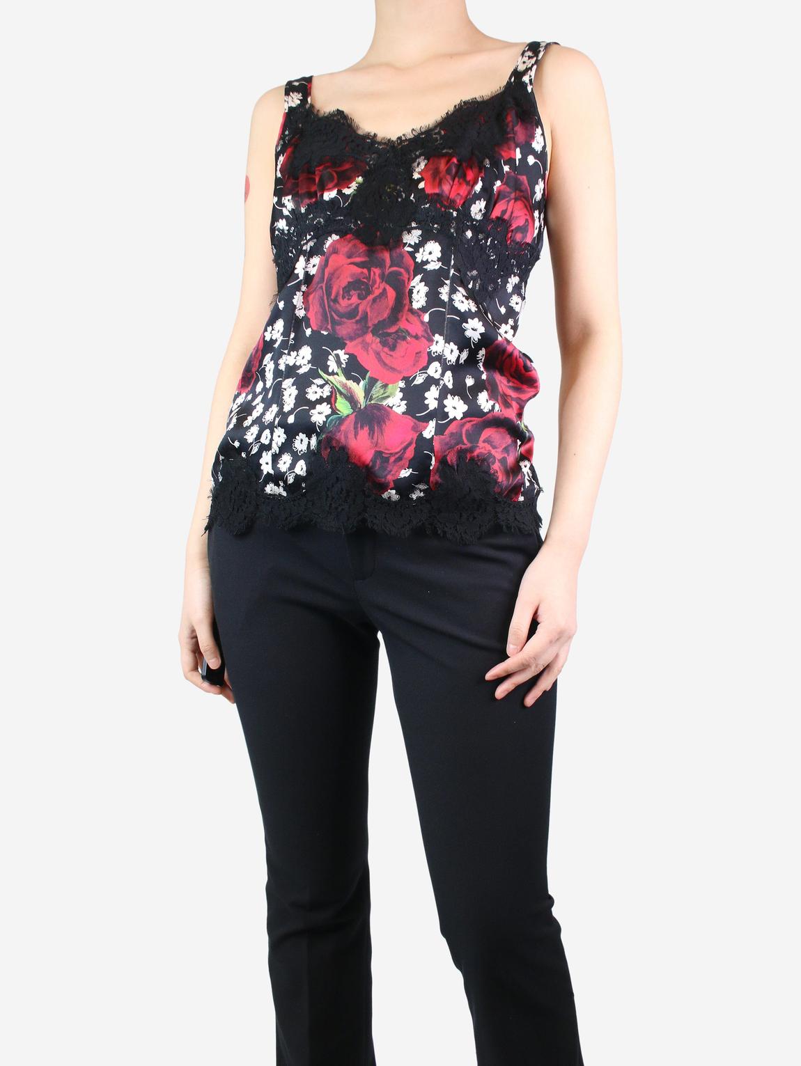 Multicoloured sleeveless floral silk top main product photo