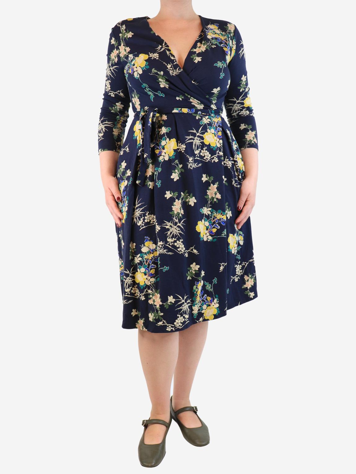 Navy floral midi dress main product photo