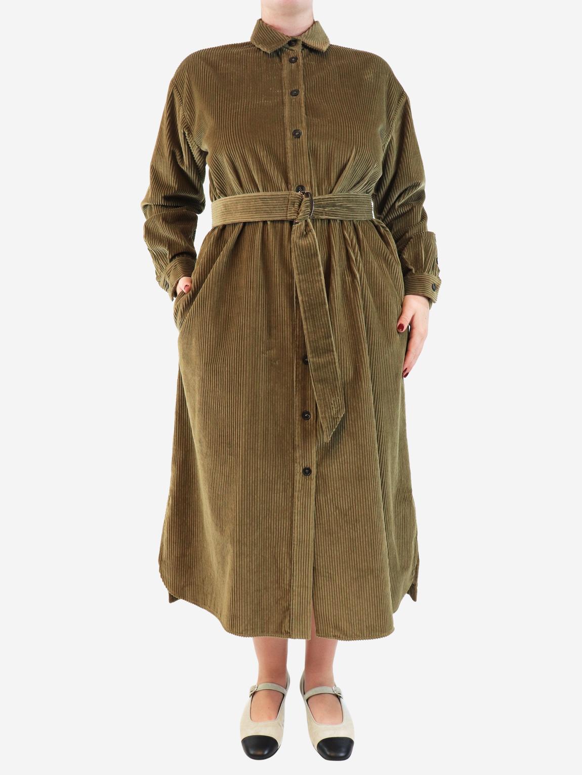 Brown corduroy midi shirt dress main product photo