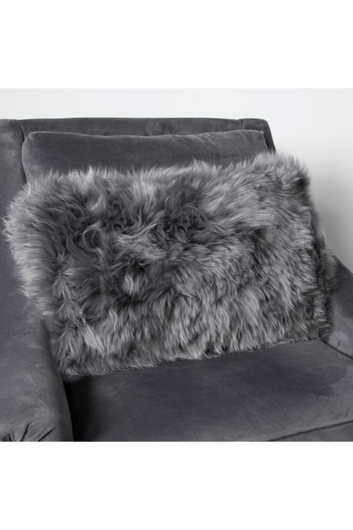 Grey Long Hair Sheepskin Cushion 30x50cm main product photo