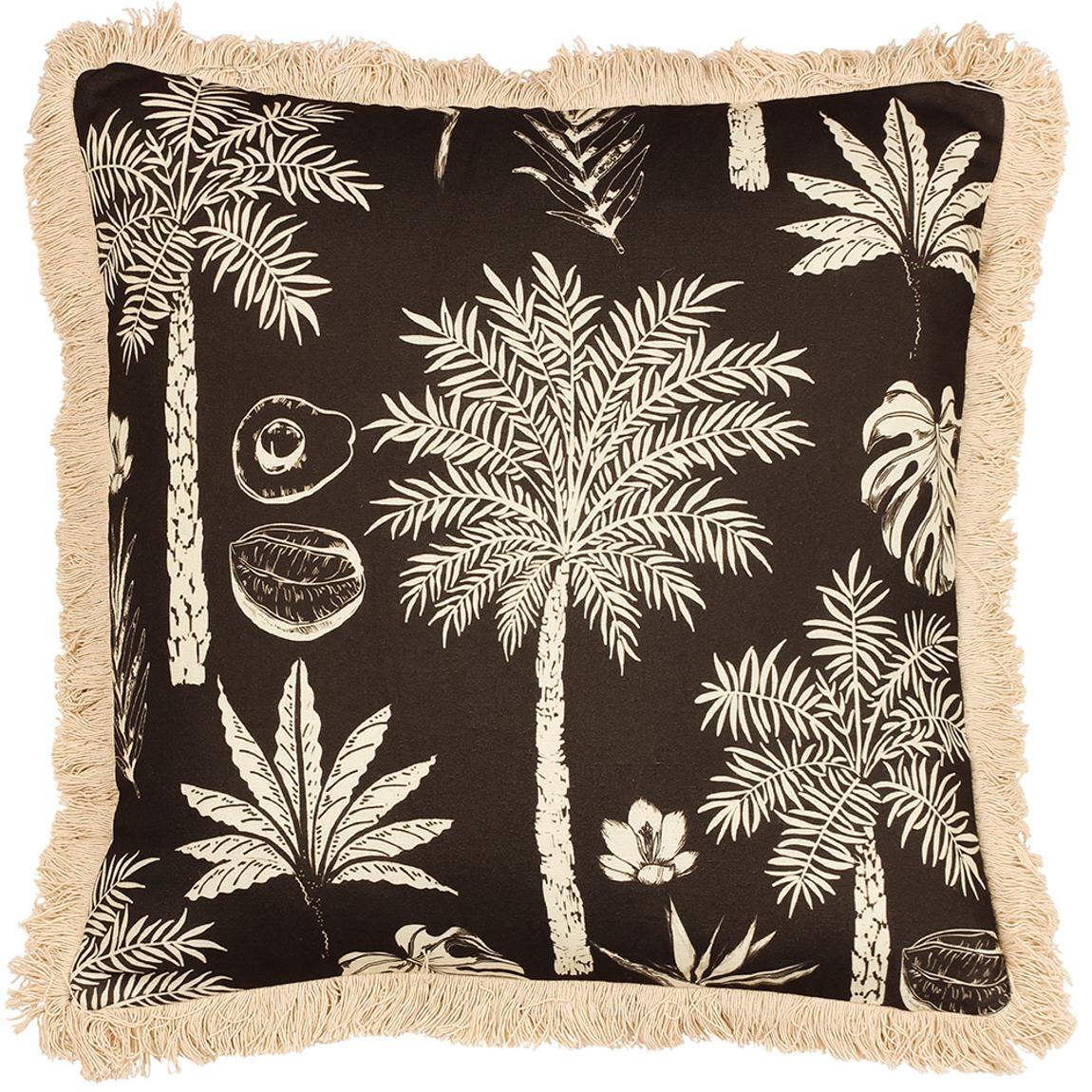 Colonial Palm Fringed 45 x 45cm Cushion, Espresso main product photo