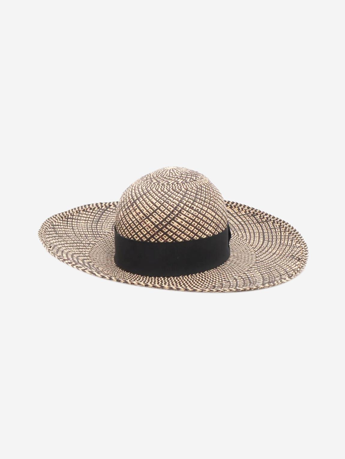 Neutral woven straw sun hat main product photo