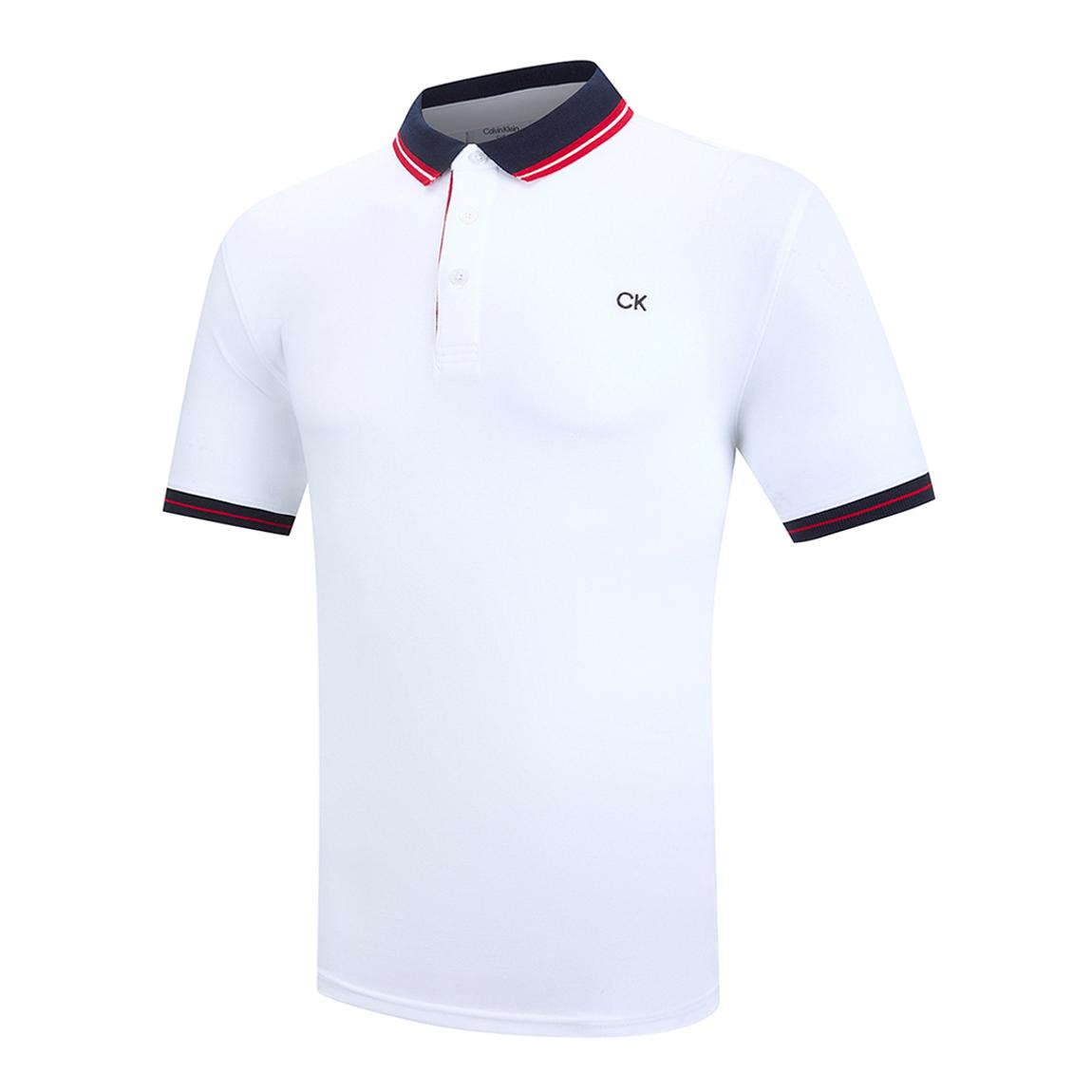 White/ Navy Contrast Collar Cotton Blend Polo Shirt main product photo